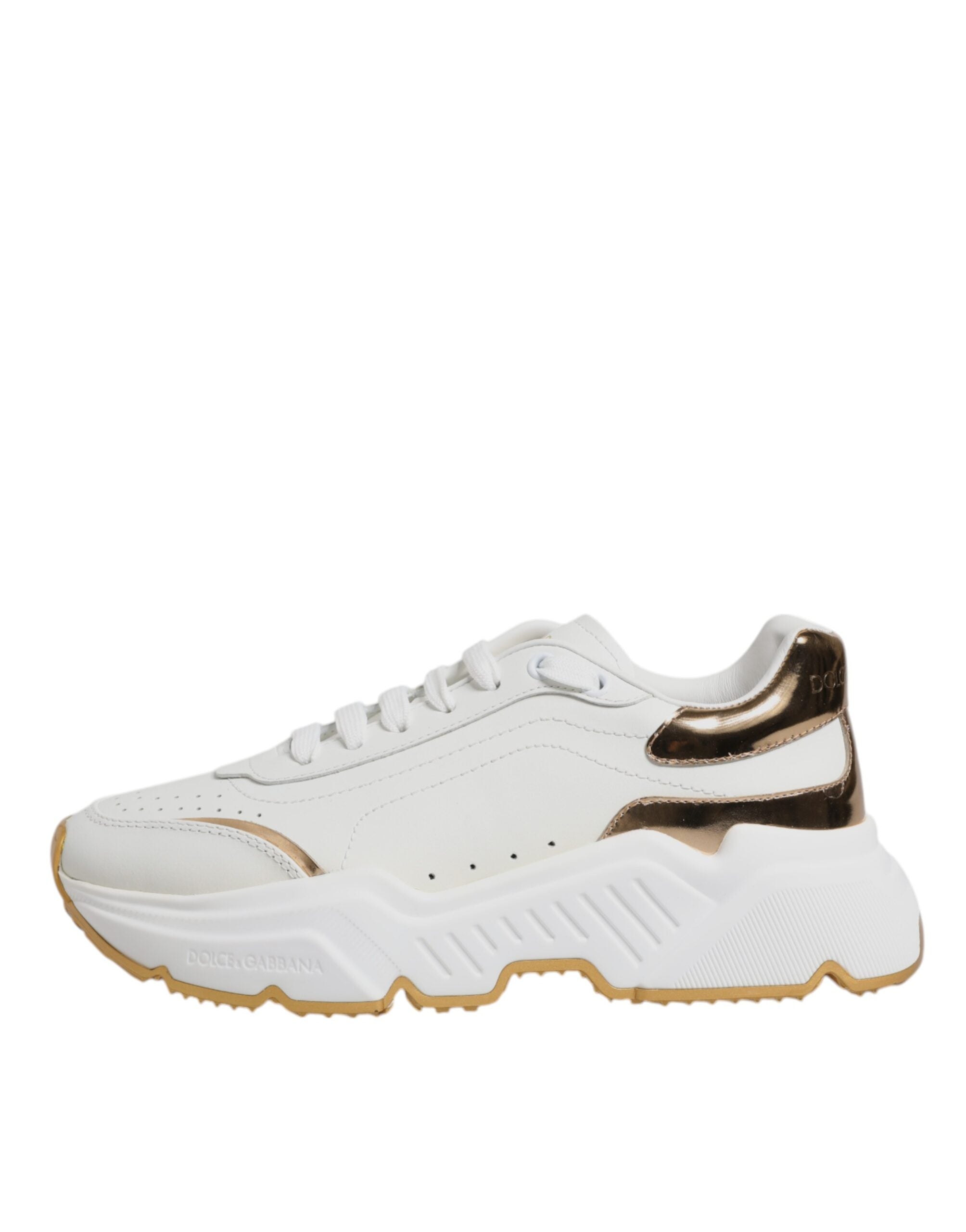 Dolce & Gabbana White Gold Daymaster Low Top Sneakers Shoes Dolce & Gabbana