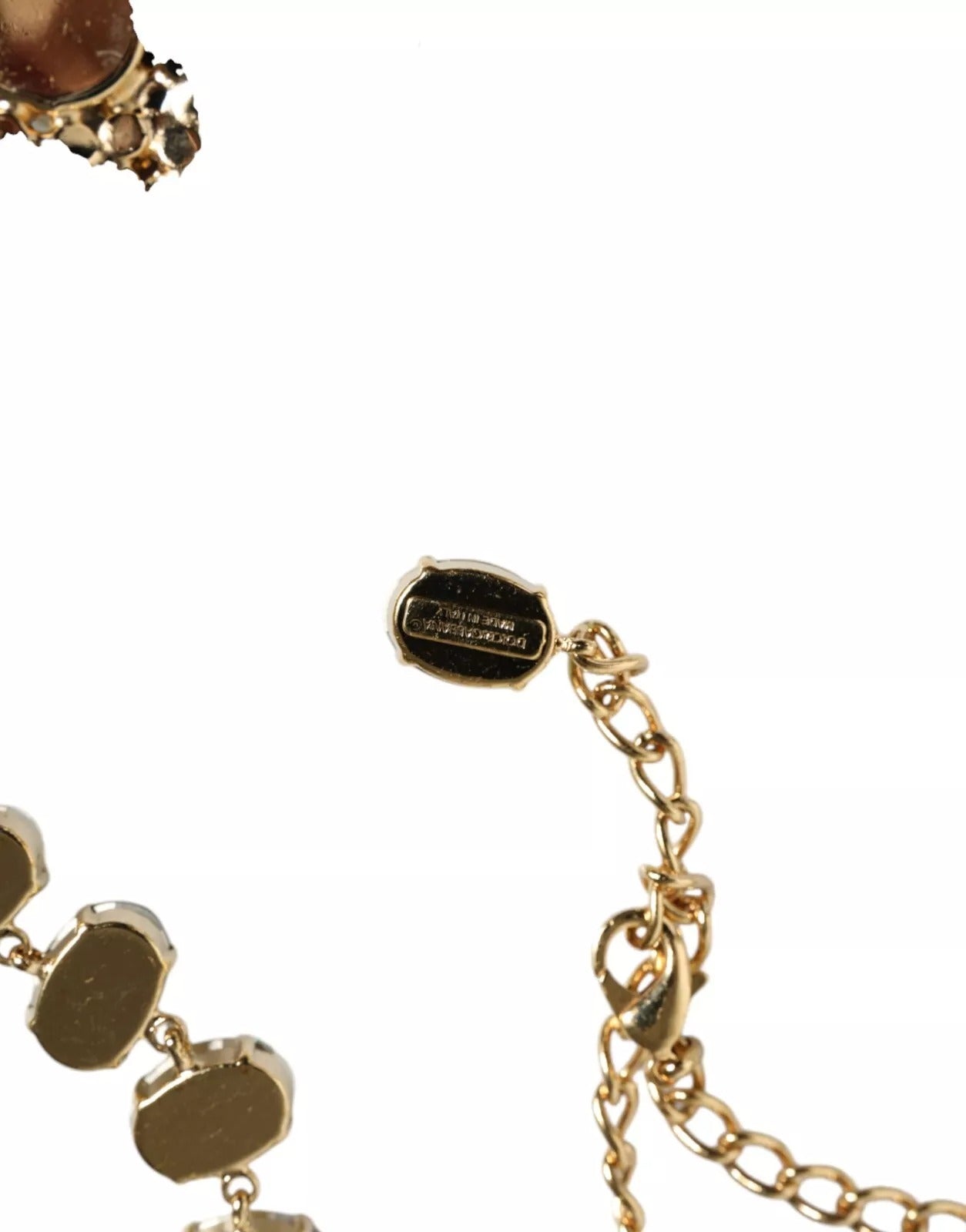 Dolce & Gabbana Gold Brass Link Chain Rose Petal Crystal Necklace Dolce & Gabbana