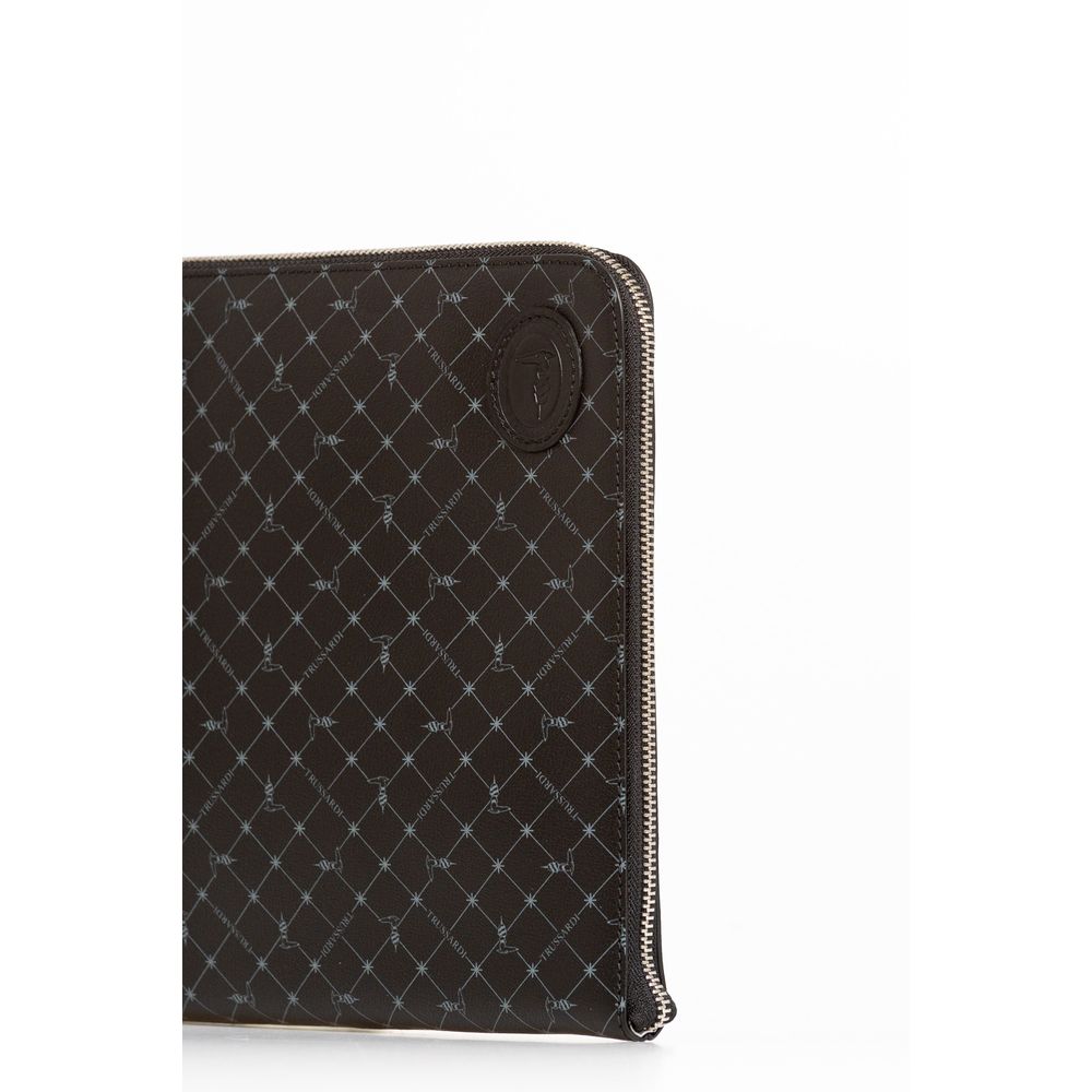 Trussardi Black Leather Men Clutch Trussardi