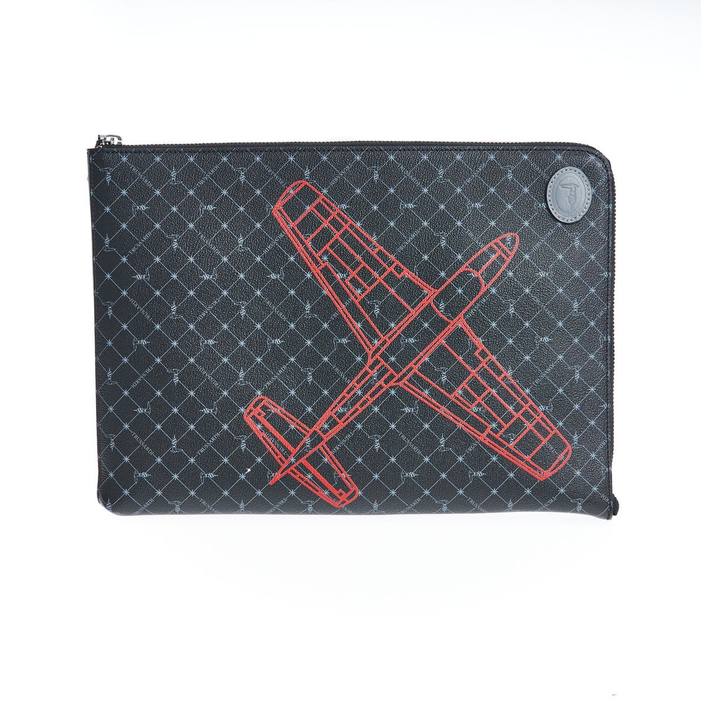 Trussardi Black Leather Men Clutch Trussardi