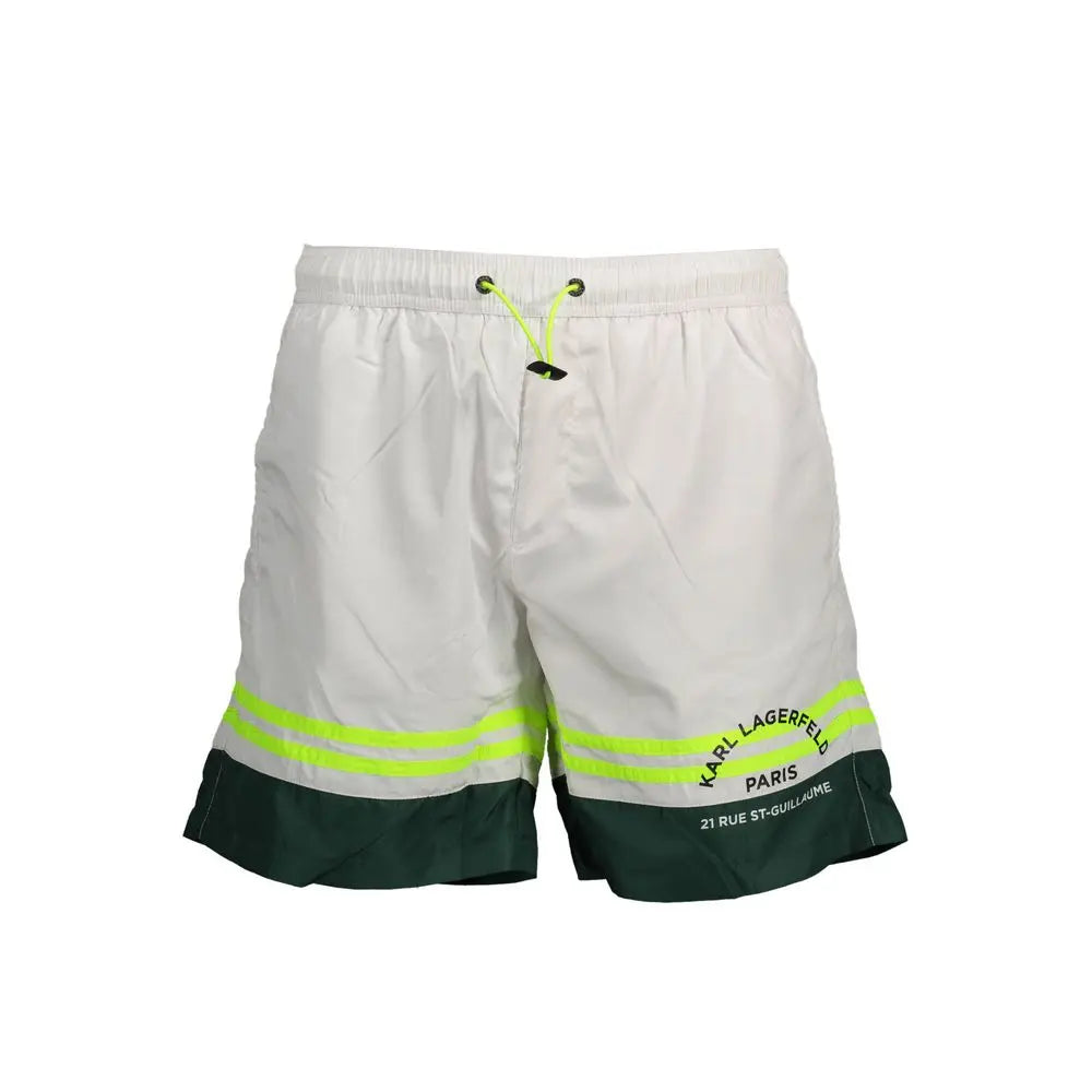Karl Lagerfeld Bianco Polyester Men's Swim Boxer Karl Lagerfeld