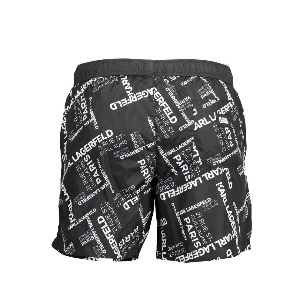 Karl Lagerfeld Black Polyester Men's Swim Trunk Karl Lagerfeld