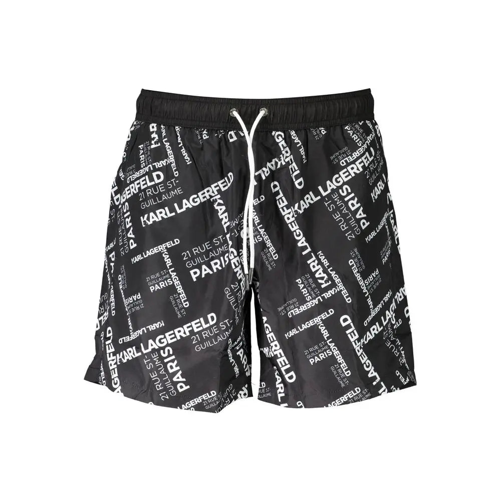 Karl Lagerfeld Black Polyester Men's Swim Trunk Karl Lagerfeld