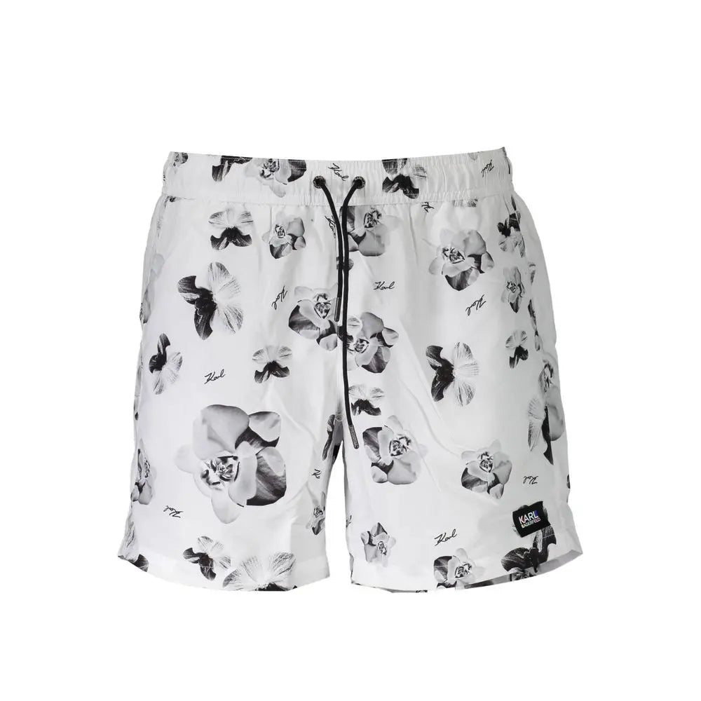 Karl Lagerfeld Bianco Polyester Men's Swim Boxer Karl Lagerfeld