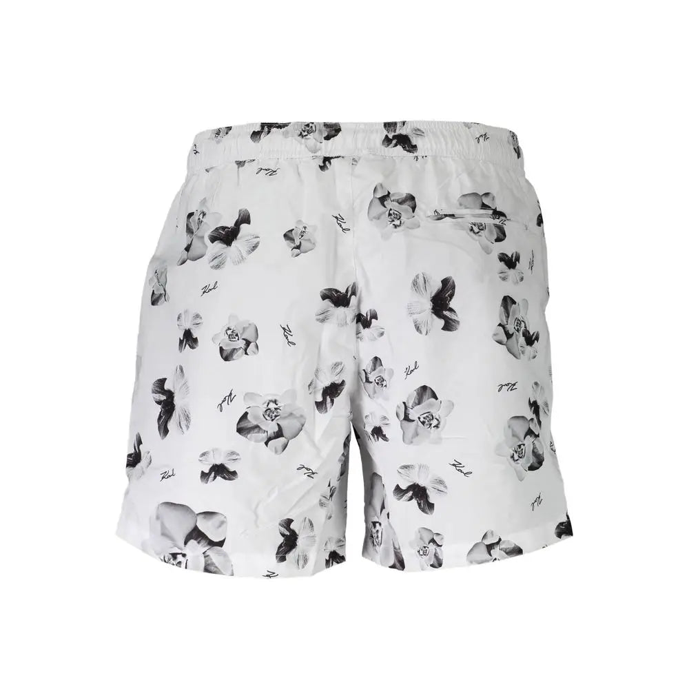 Karl Lagerfeld Bianco Polyester Men's Swim Boxer Karl Lagerfeld
