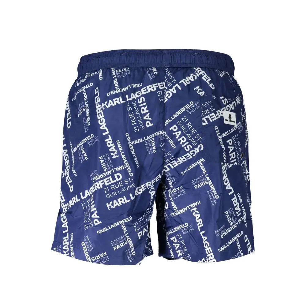 Karl Lagerfeld Blu Polyester Men Swim Boxer Karl Lagerfeld