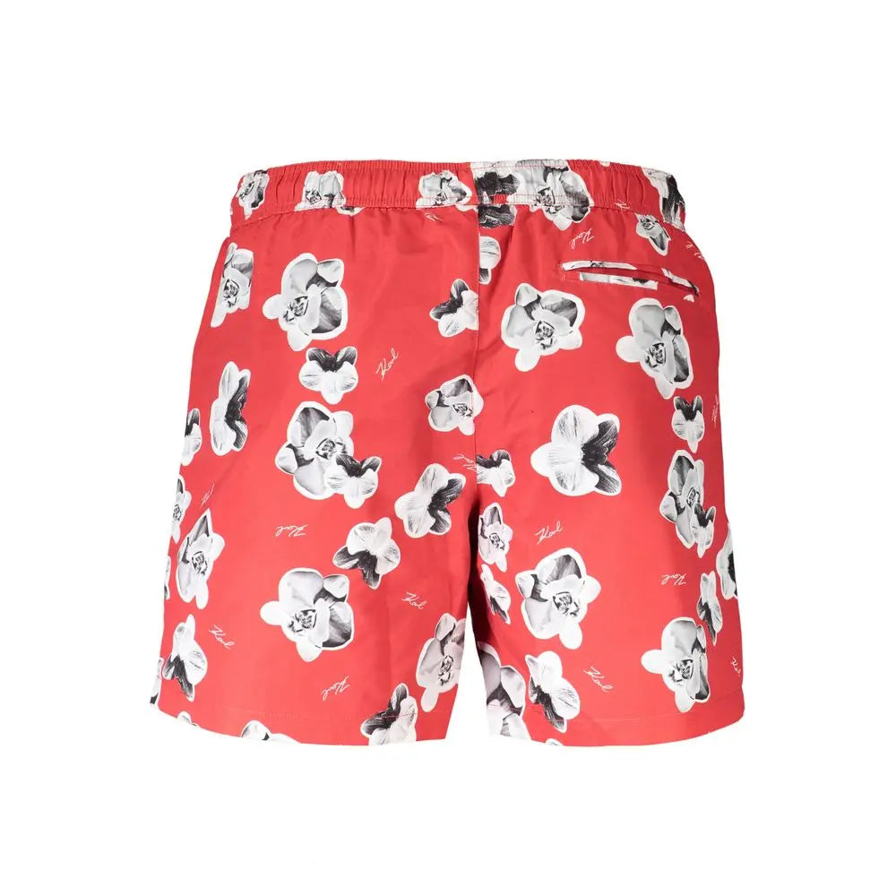 Karl Lagerfeld Red Polyester Men's Swim Trunk Karl Lagerfeld
