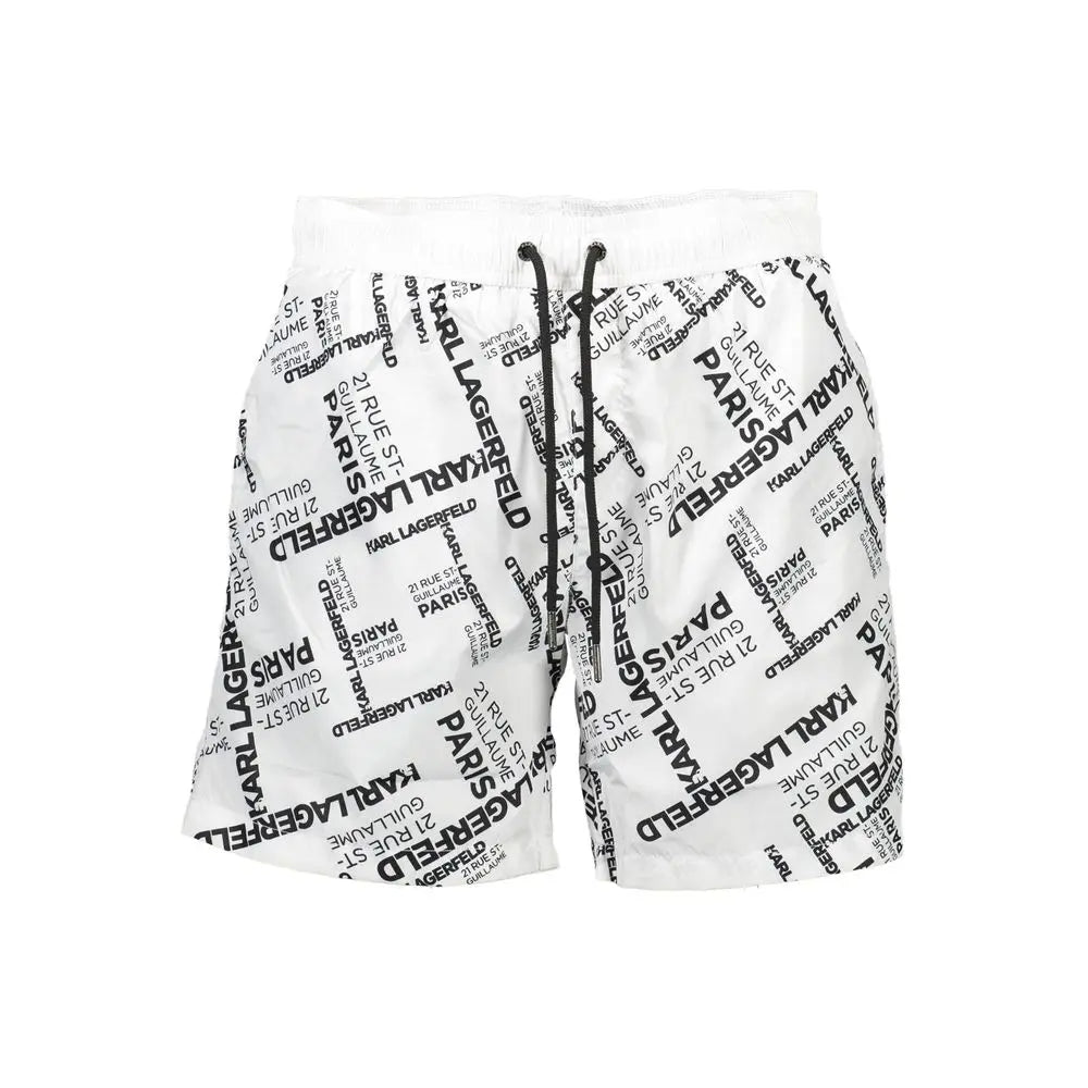 Karl Lagerfeld White Polyester Men's Swim Boxer Karl Lagerfeld