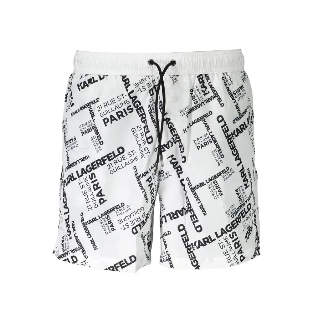 Karl Lagerfeld Bianco Polyester Men's Swim Boxer Karl Lagerfeld