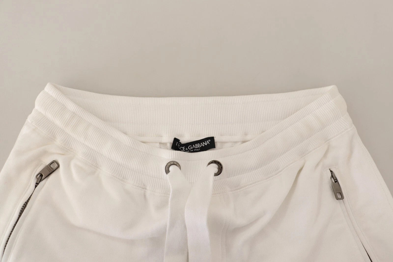 Dolce & Gabbana White Cotton Logo Patch Sweatpants Jogging Pants Dolce & Gabbana