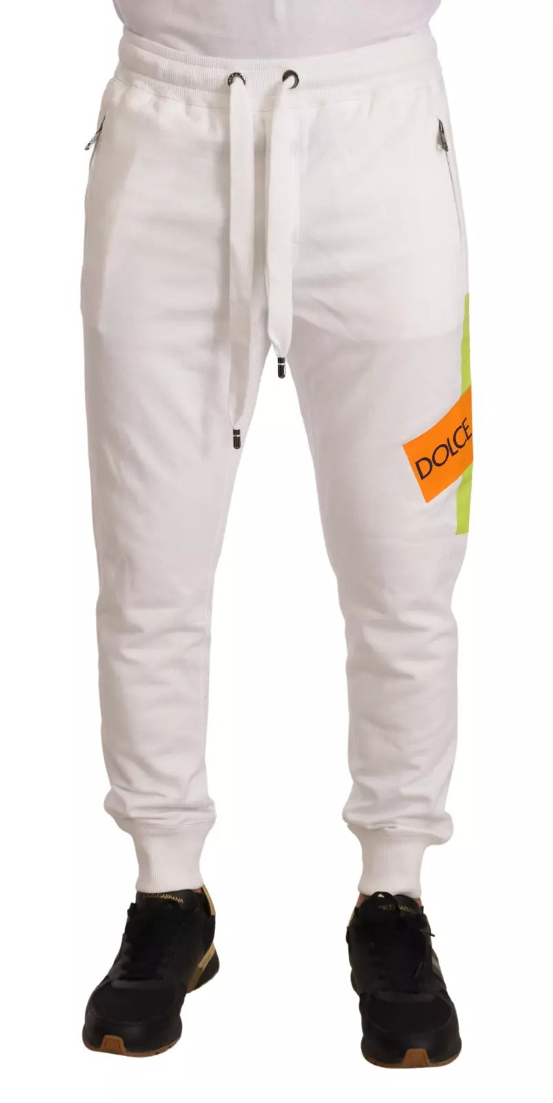 Dolce & Gabbana White Cotton Logo Patch Sweatpants Jogging Pants Dolce & Gabbana