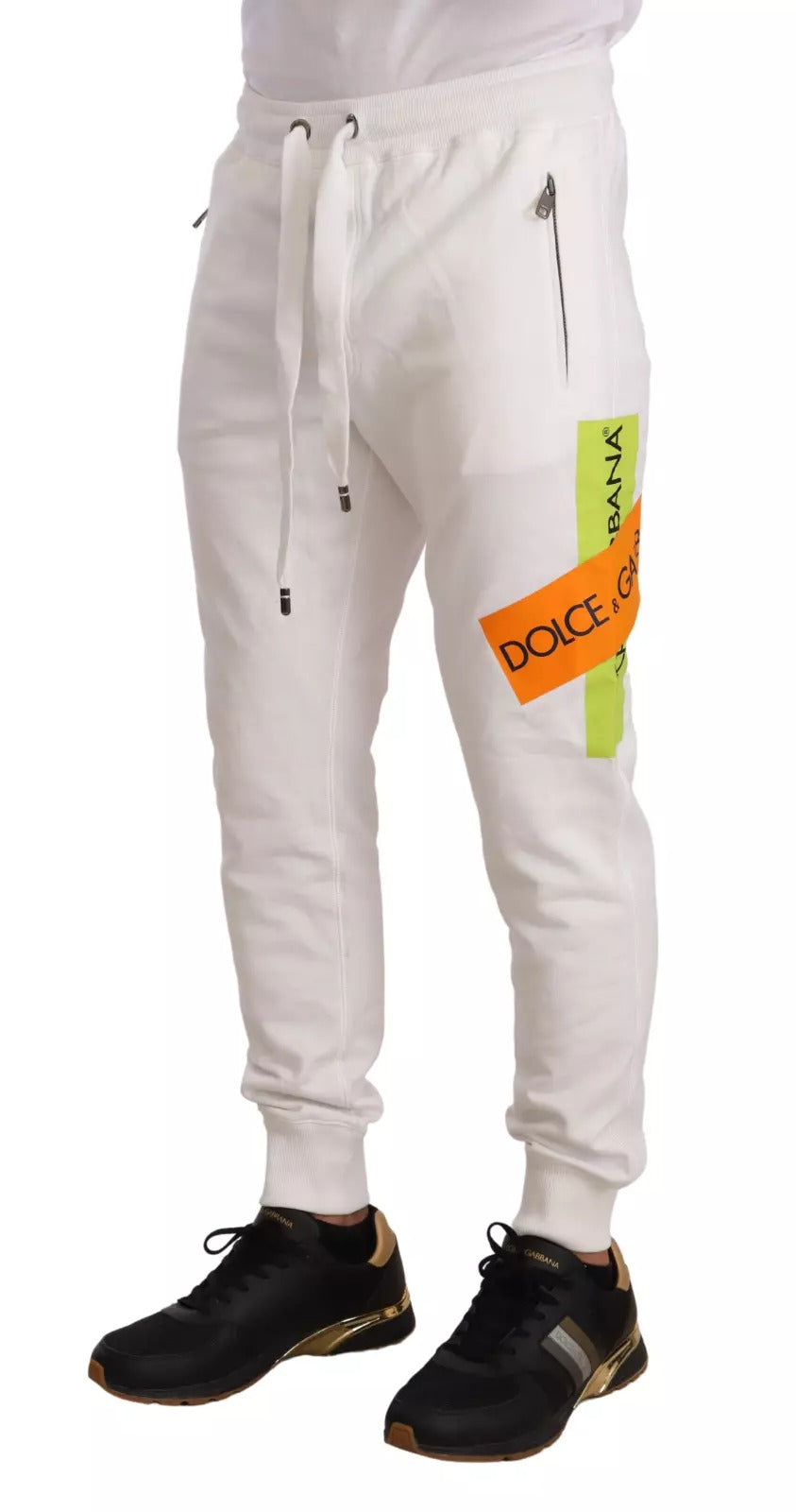 Dolce & Gabbana White Cotton Logo Patch Sweatpants Jogging Pants Dolce & Gabbana