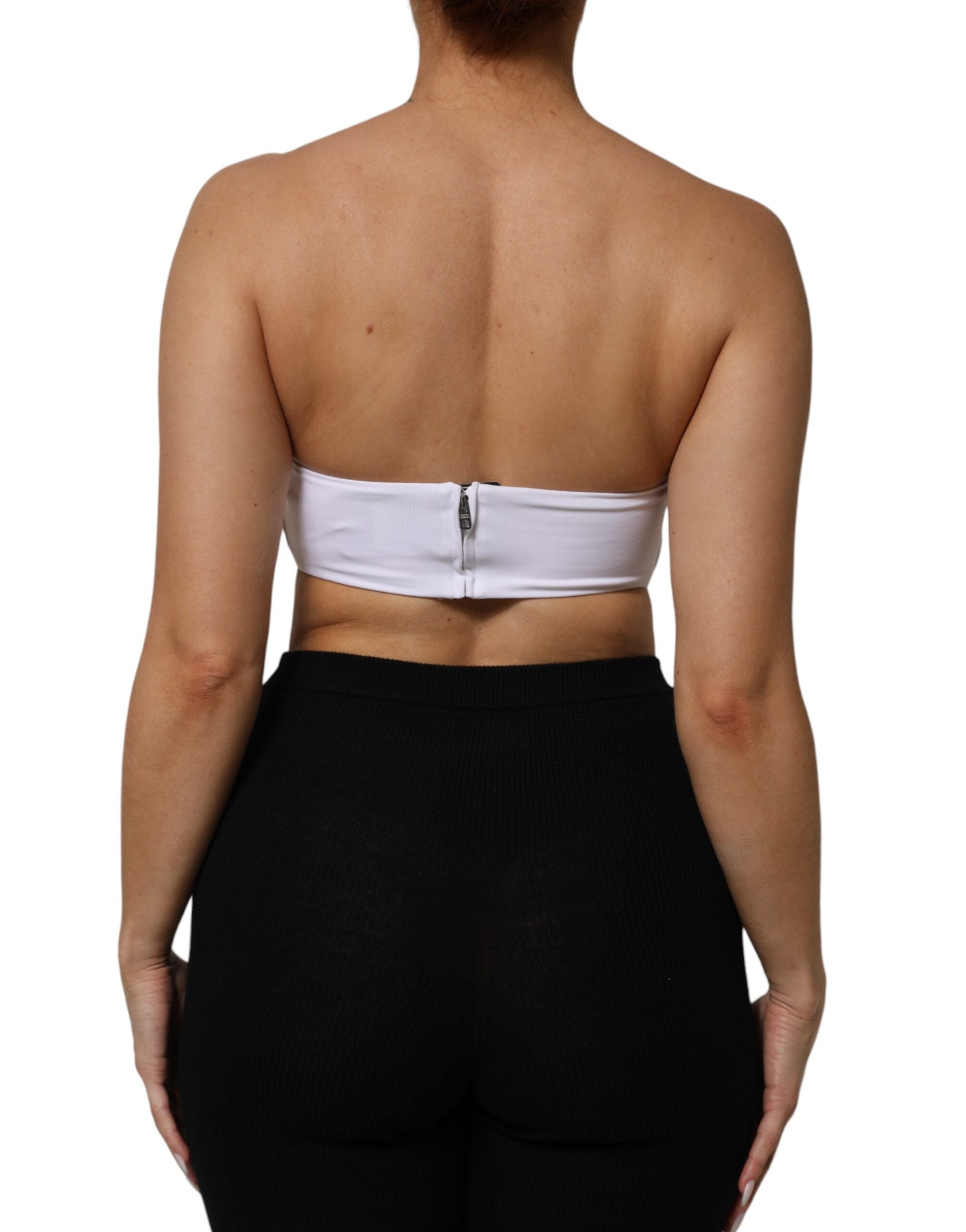 Dolce & Gabbana White Nylon Blend Bandeau Strapless Tube Top Dolce & Gabbana
