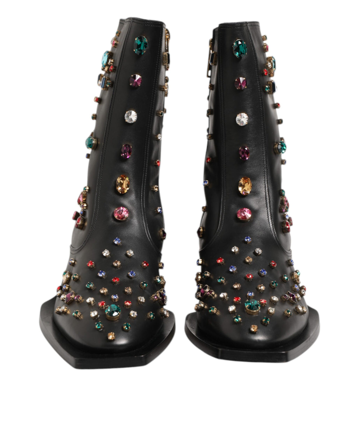 Dolce & Gabbana Black Crystal Embellished Men Short Boots Shoes