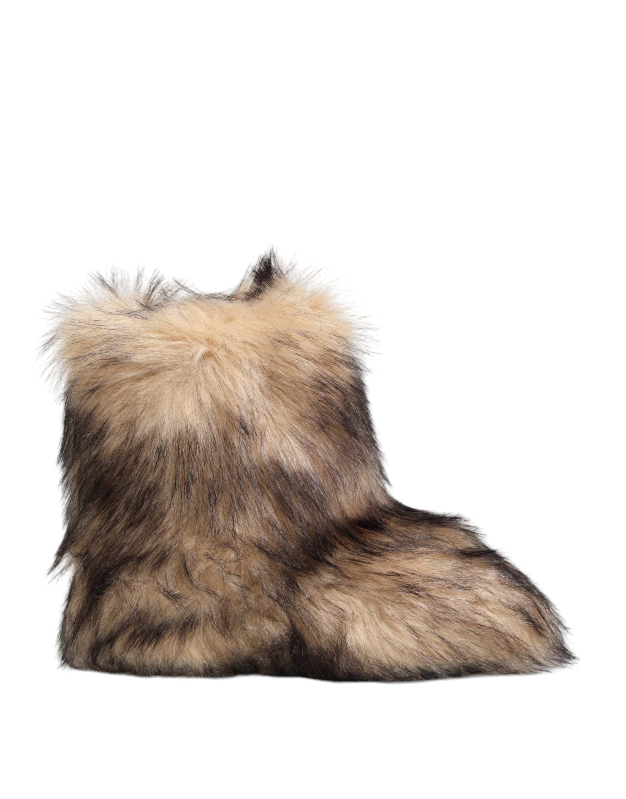 Dolce & Gabbana Brown Faux Skim Ski Fur Men Short Boots Shoes Dolce & Gabbana