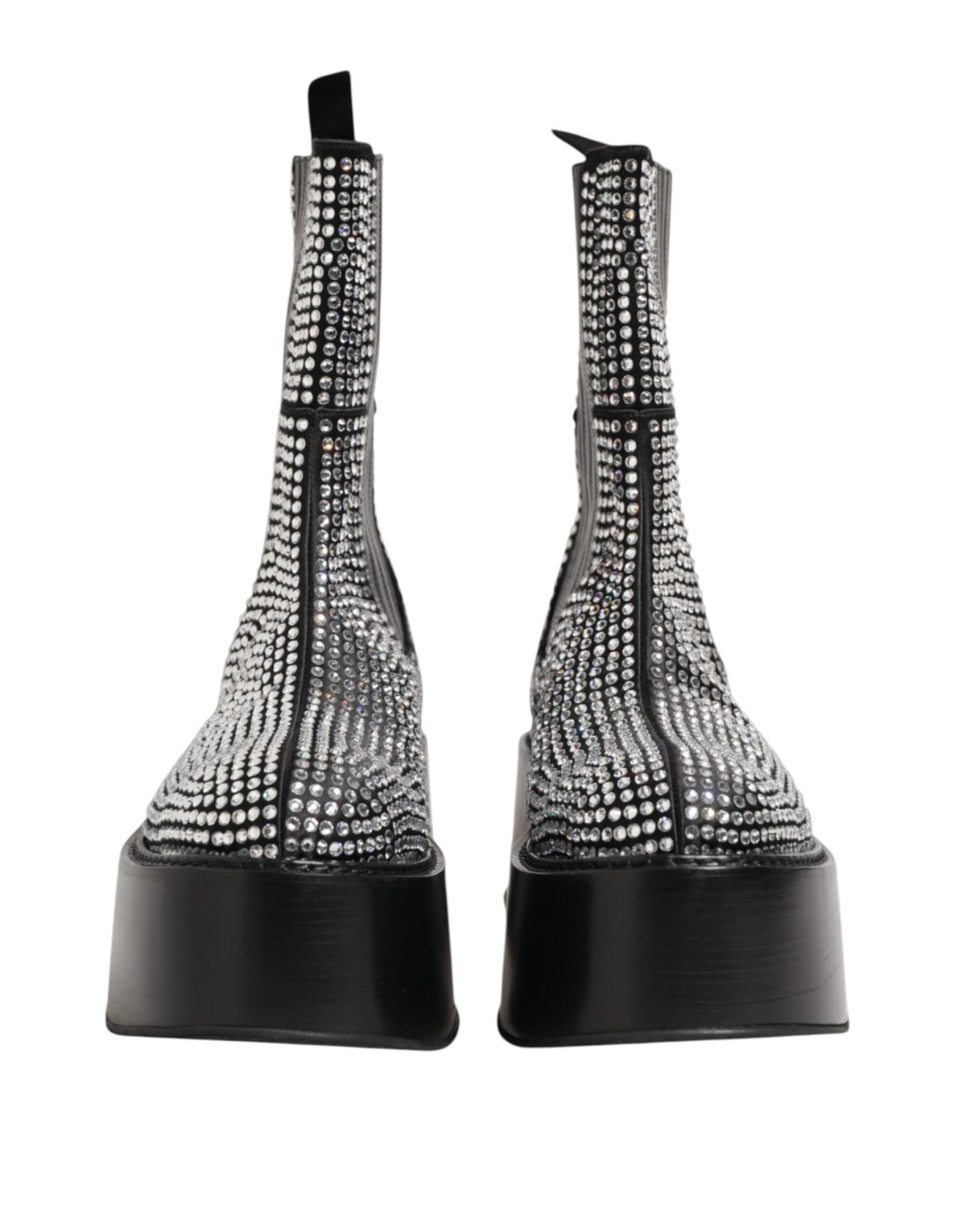 Dolce & Gabbana Black Crystal Strass Mid Calf Short Boots  Shoes