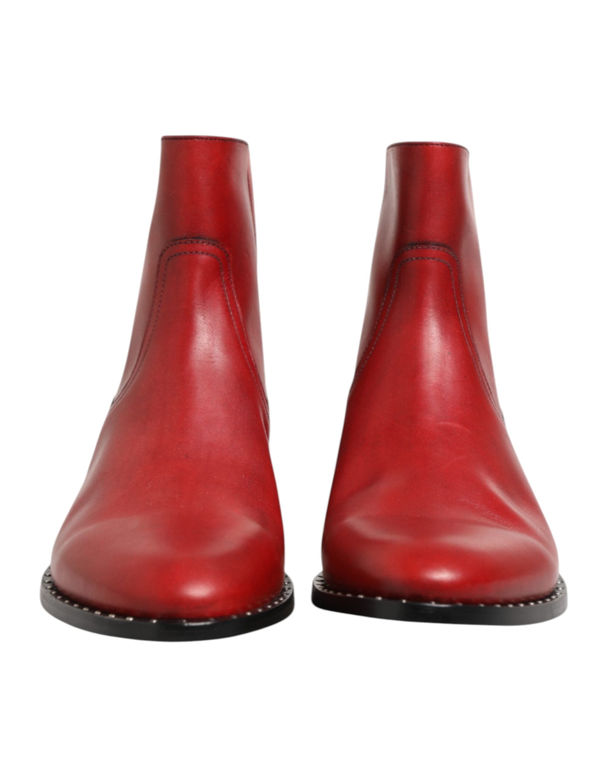Dolce & Gabbana Red Studded Chelsea Short Ankle Boots Shoes Dolce & Gabbana