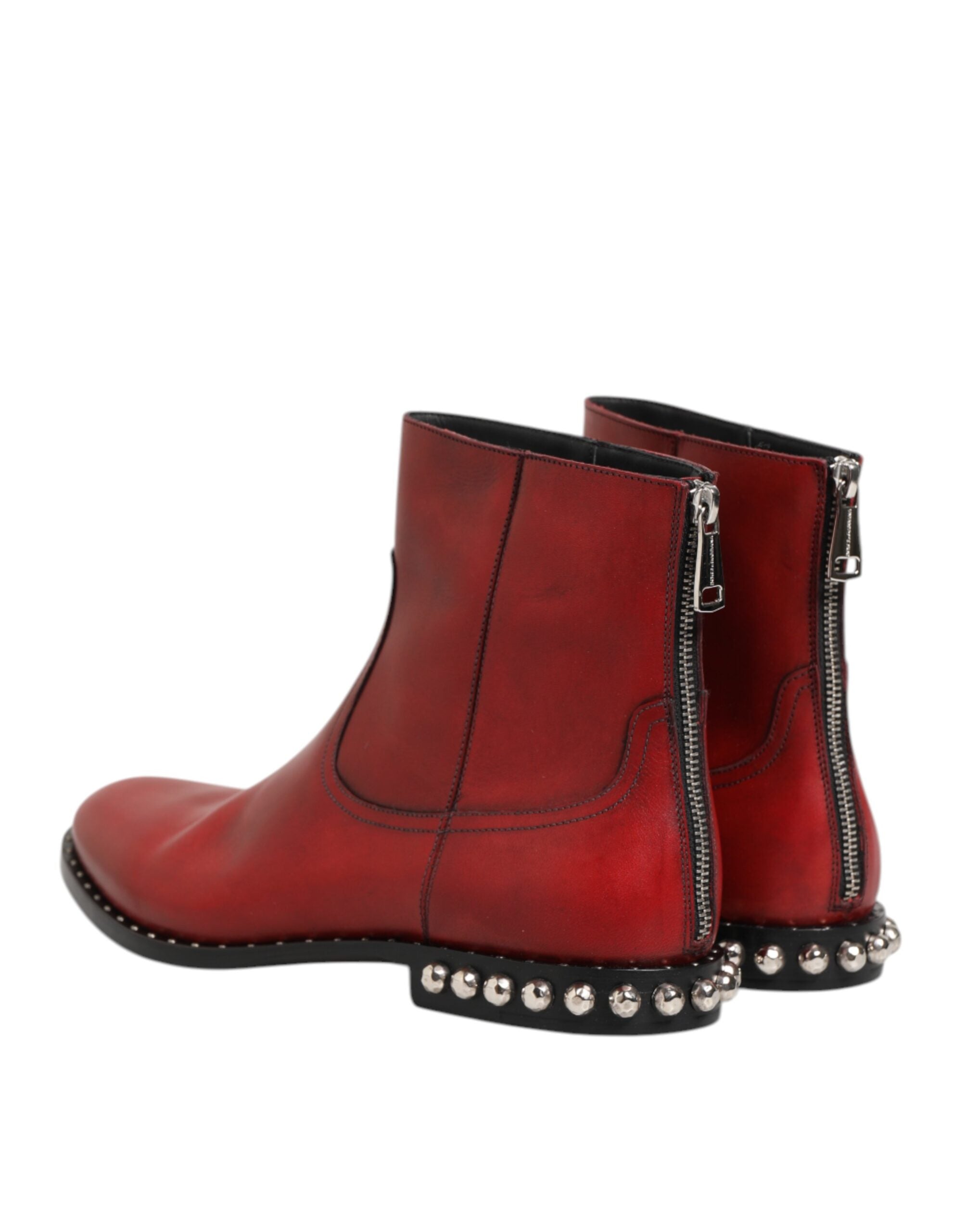 Dolce & Gabbana Red Studded Chelsea Short Ankle Boots Shoes Dolce & Gabbana