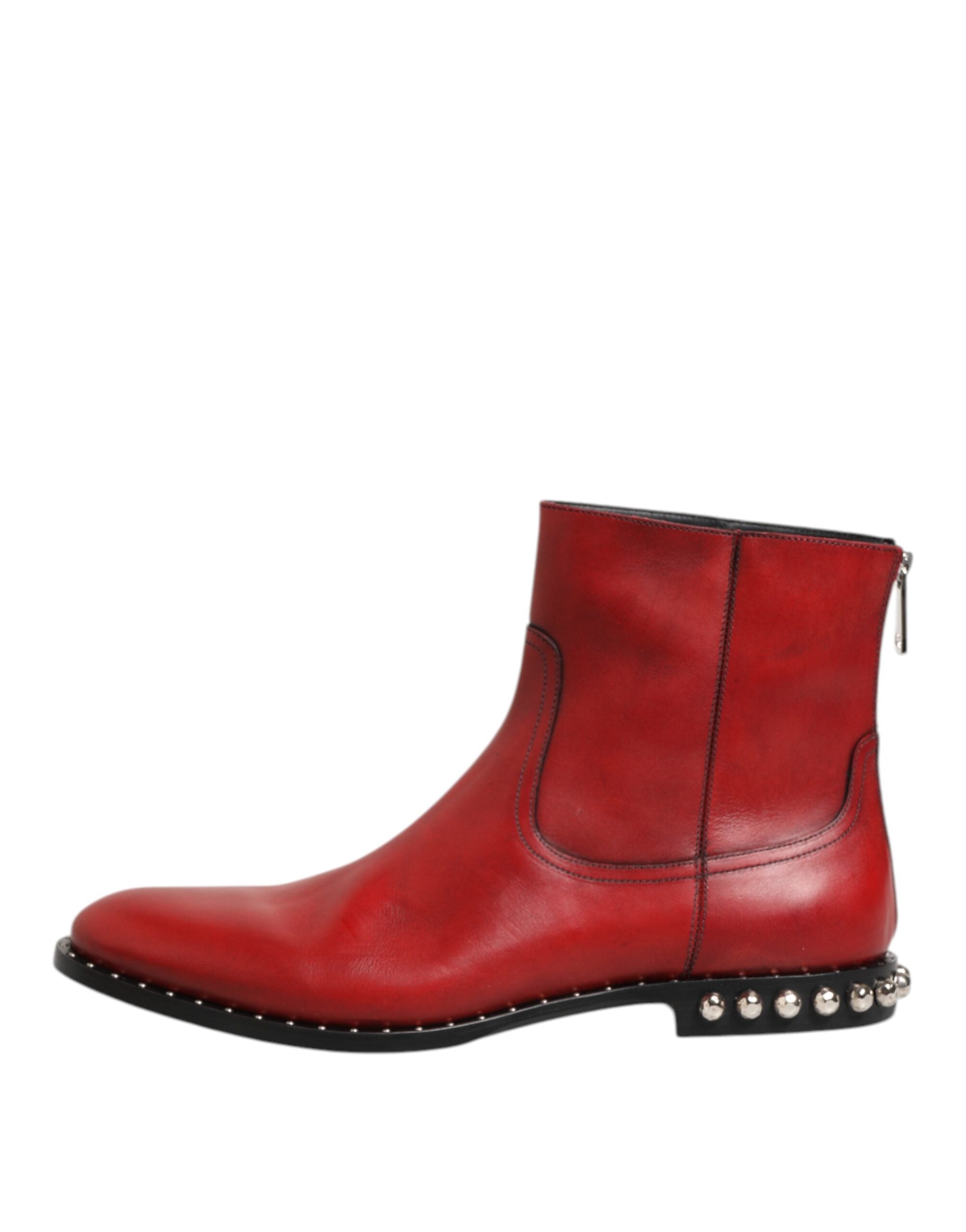 Dolce & Gabbana Red Studded Chelsea Short Ankle Boots Shoes Dolce & Gabbana