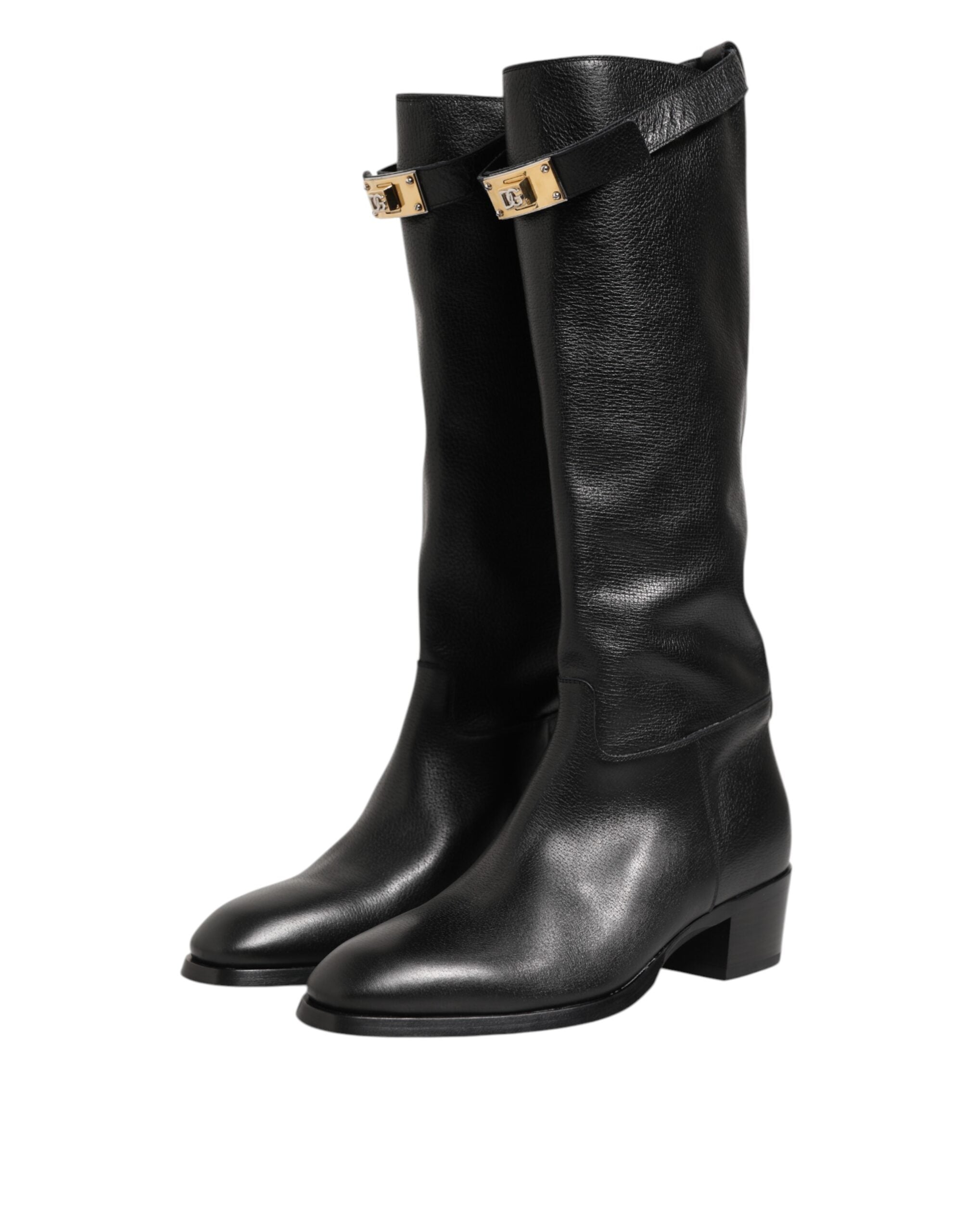 Dolce & Gabbana Black Logo Plaque Over The Calf Boots Shoes Dolce & Gabbana