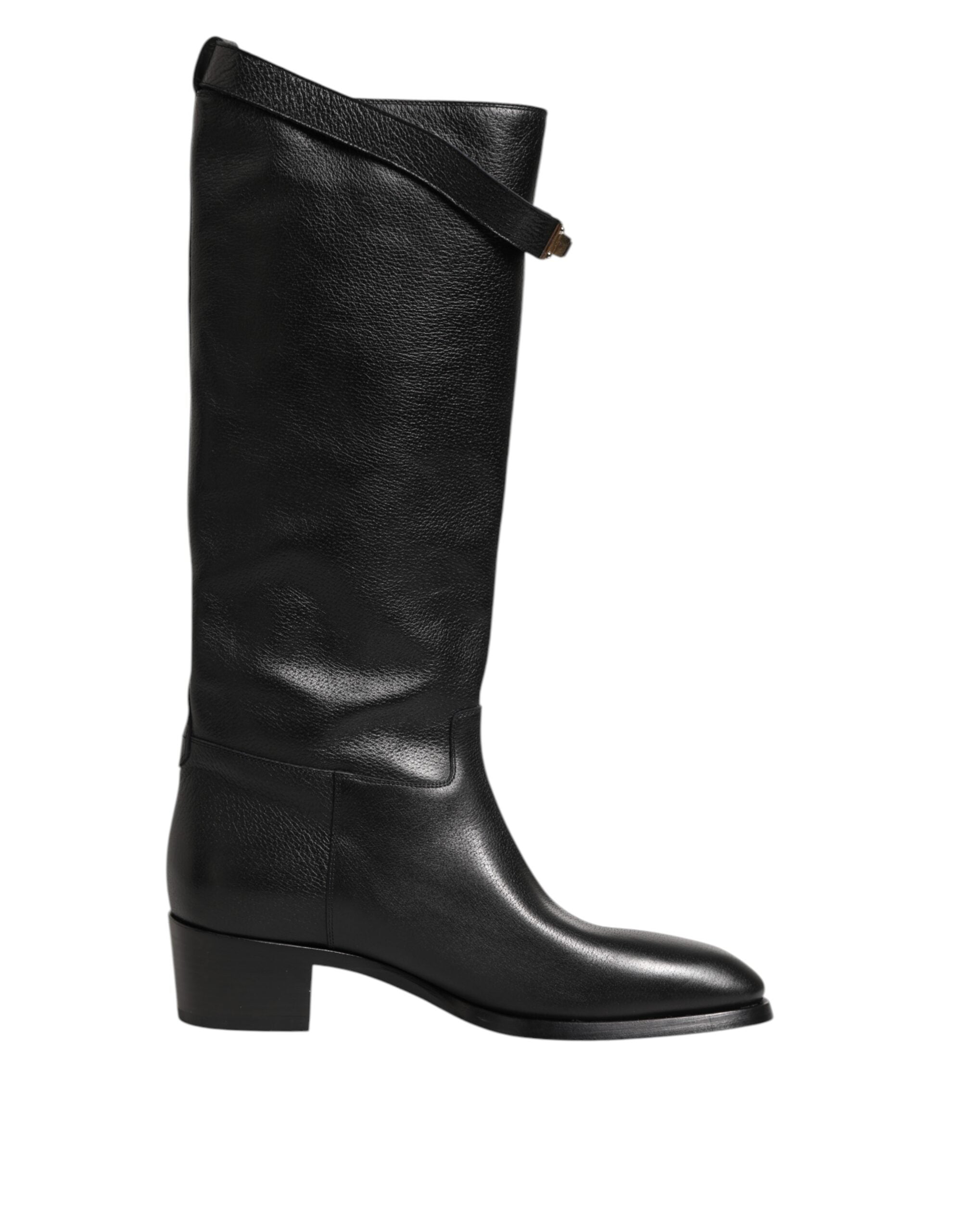 Dolce & Gabbana Black Logo Plaque Over The Calf Boots Shoes Dolce & Gabbana