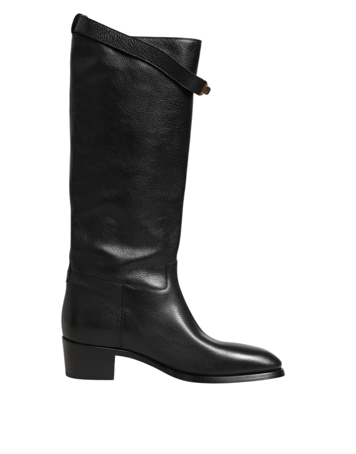 Dolce & Gabbana Black Logo Plaque Over The Calf Boots Shoes