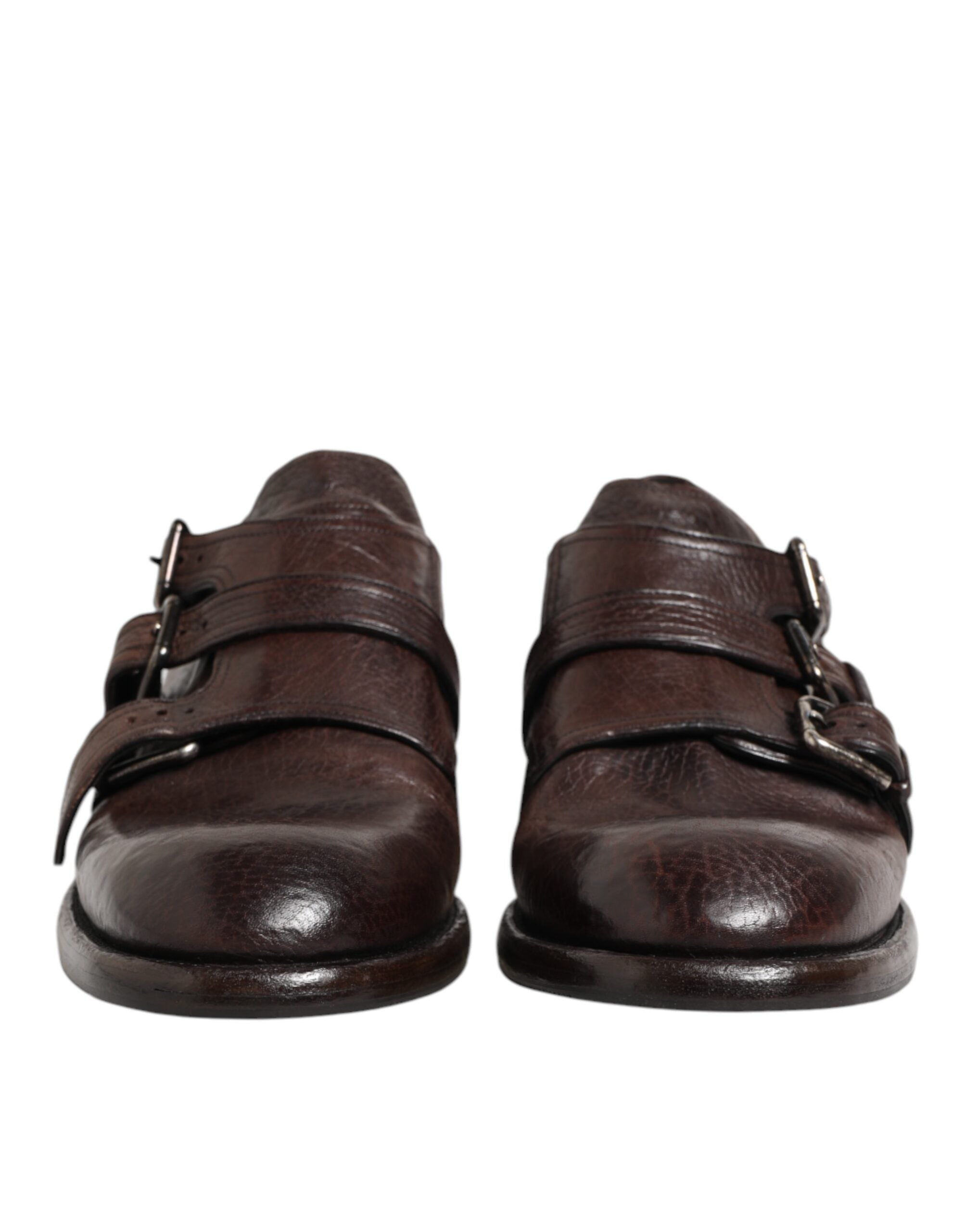 Dolce & Gabbana Brown Leather Monk Strap Formal Derby Shoes Dolce & Gabbana