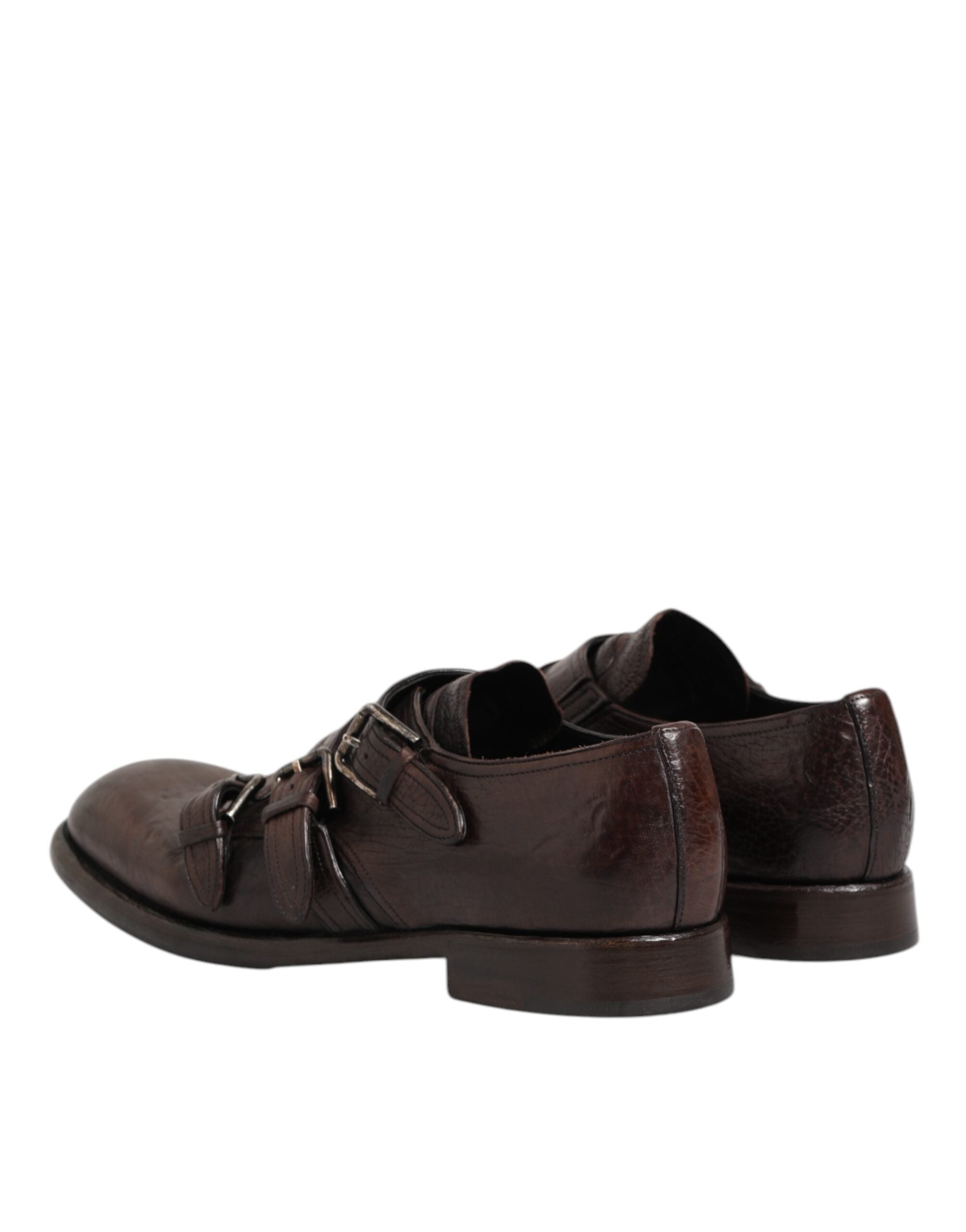 Dolce & Gabbana Brown Leather Monk Strap Formal Derby Shoes Dolce & Gabbana