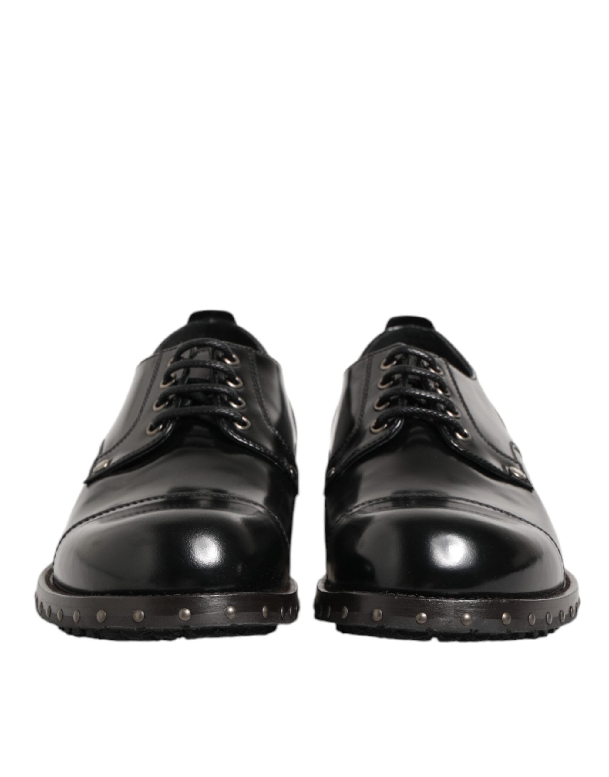Dolce & Gabbana Black Leather Studded Men Formal Derby Shoes Dolce & Gabbana