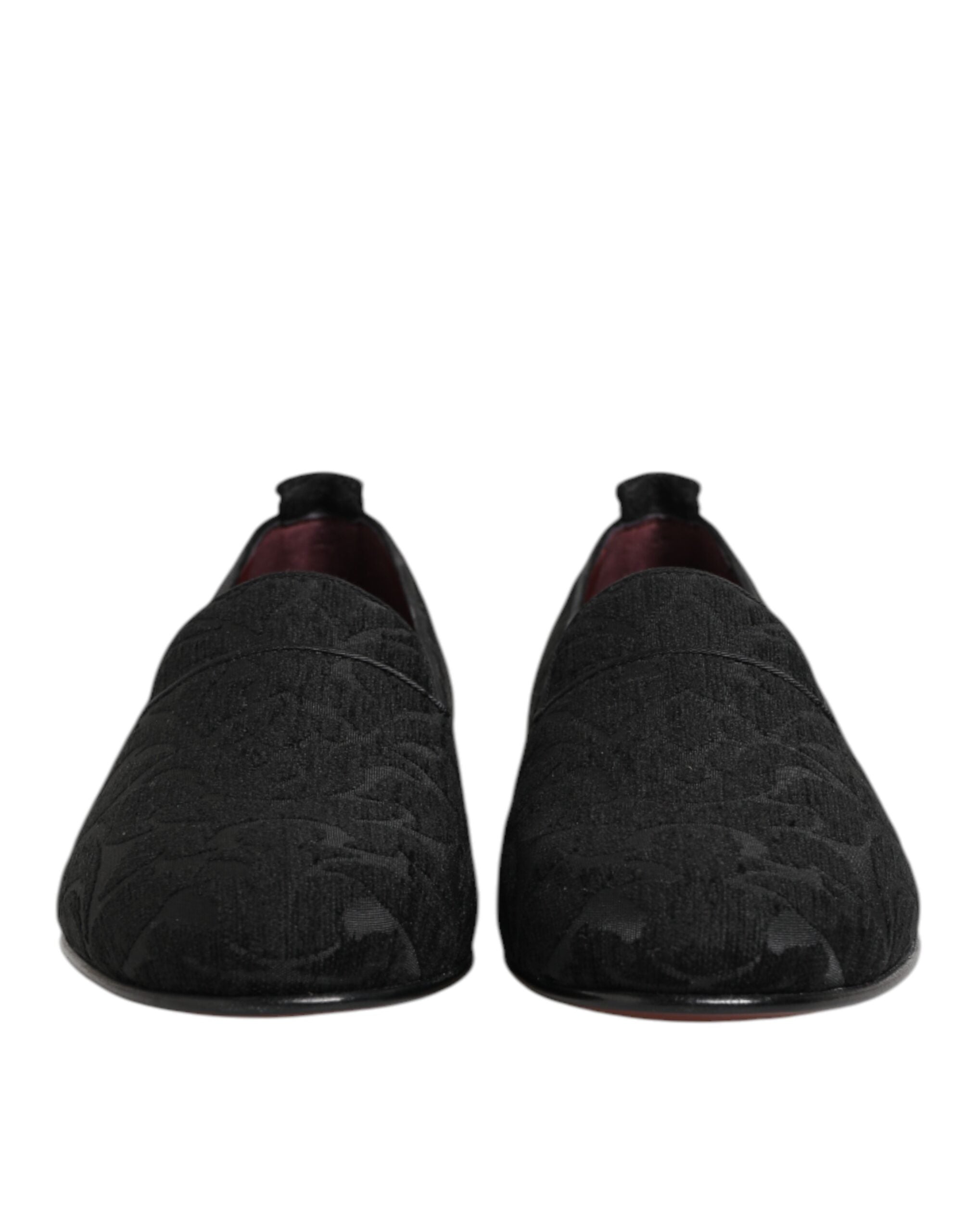 Dolce & Gabbana Black Brocade Loafers Slip On Men Dress Shoes Dolce & Gabbana