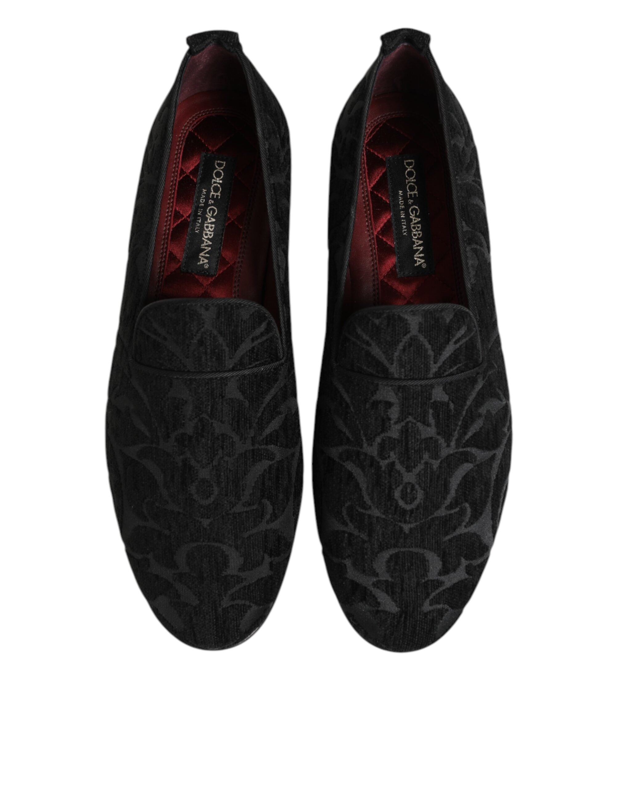 Dolce & Gabbana Black Brocade Loafers Slip On Men Dress Shoes Dolce & Gabbana