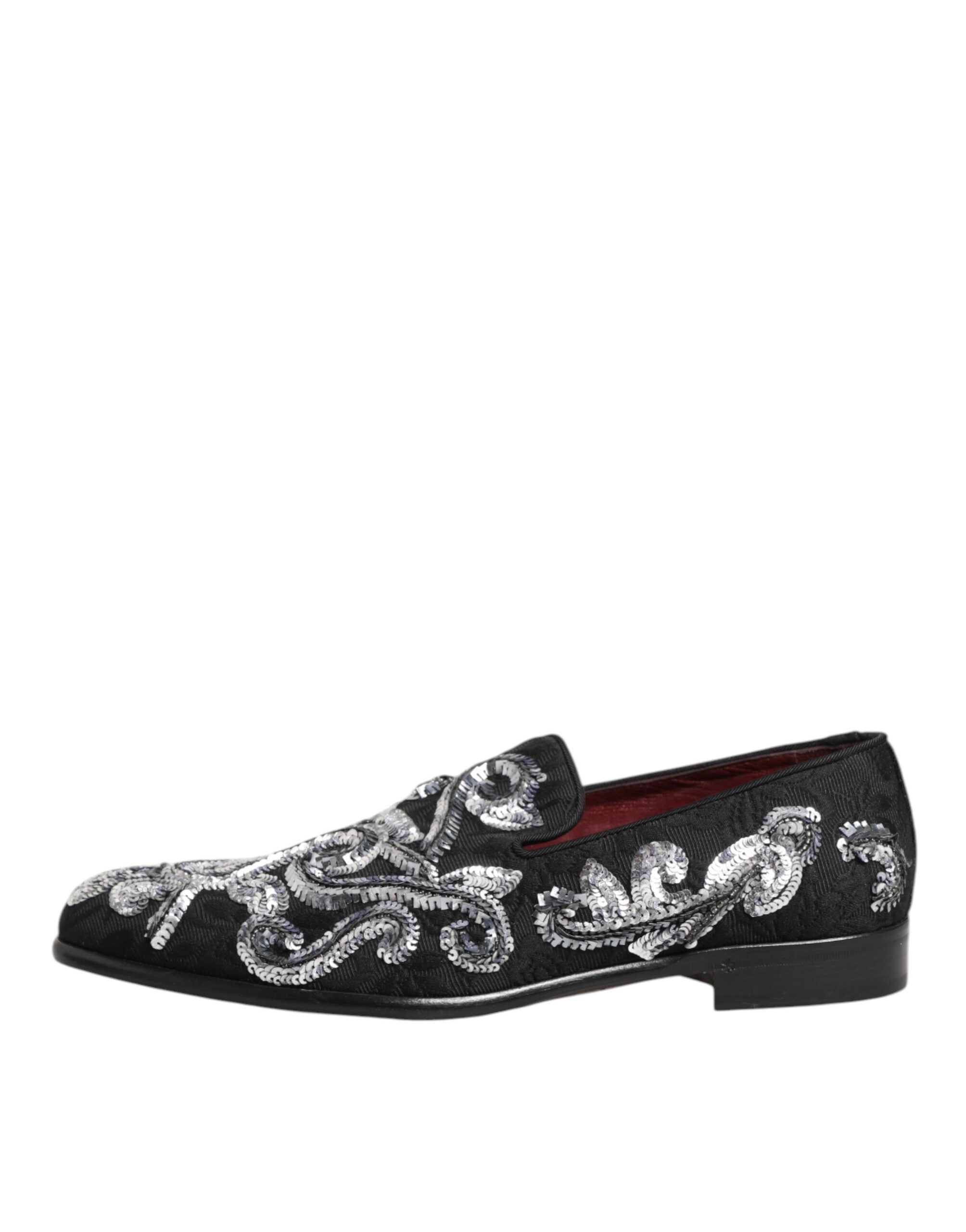 Dolce & Gabbana Black Silver Sequined Loafers Men Dress Shoes Dolce & Gabbana