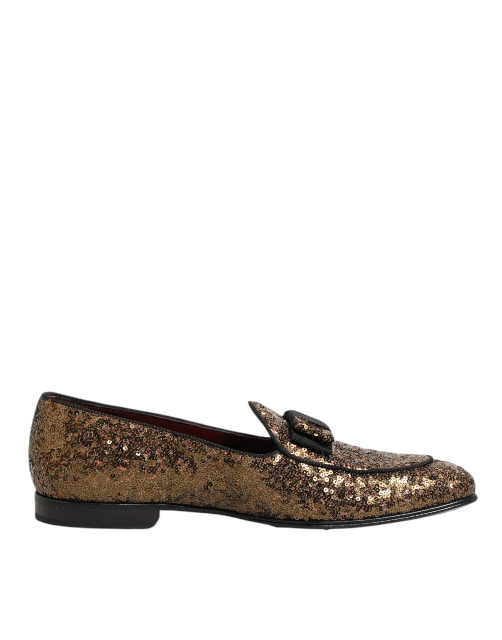 Dolce & Gabbana Gold Sequined Slip On Loafers Men Dress Shoes Dolce & Gabbana