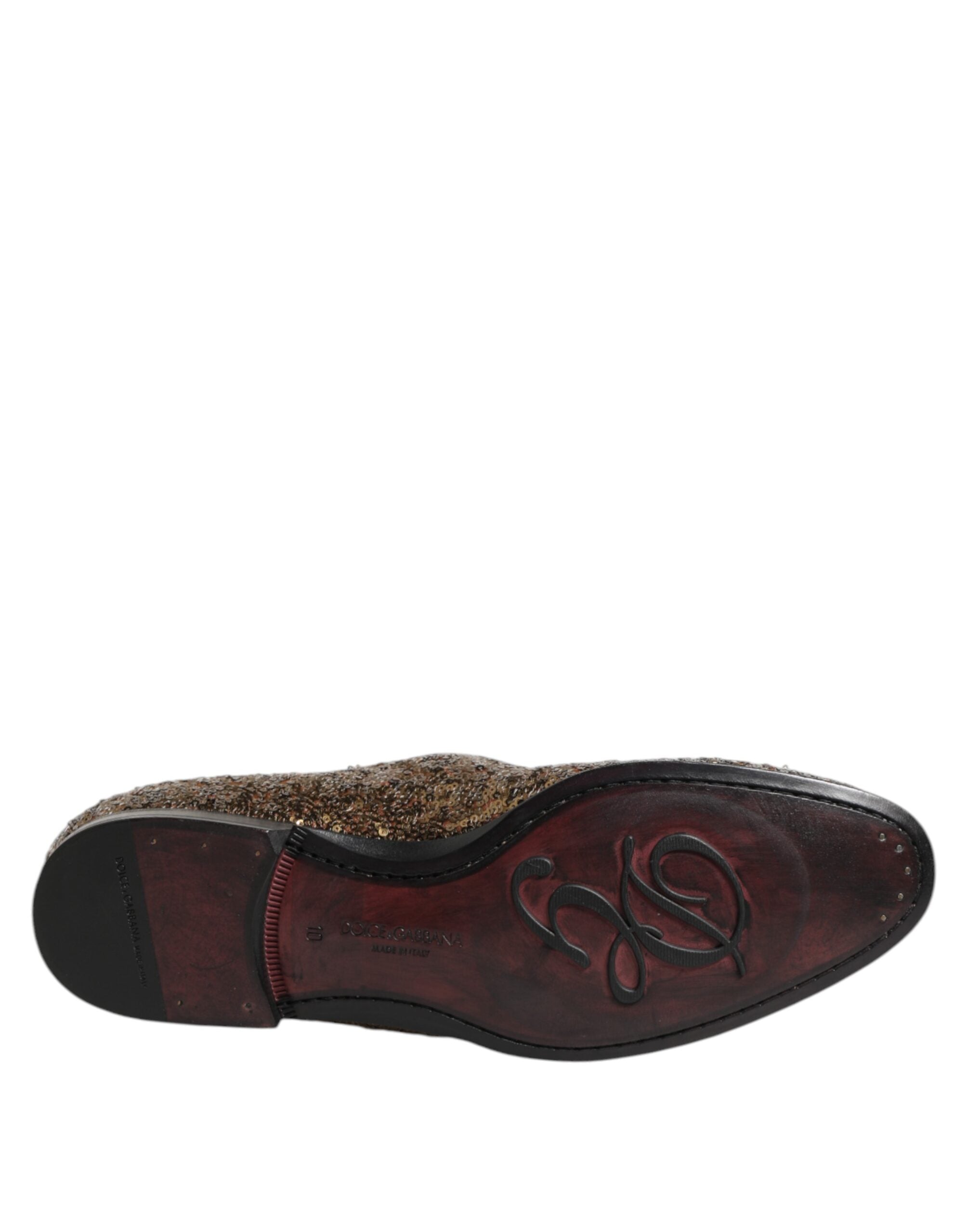 Dolce & Gabbana Gold Sequined Slip On Loafers Men Dress Shoes Dolce & Gabbana