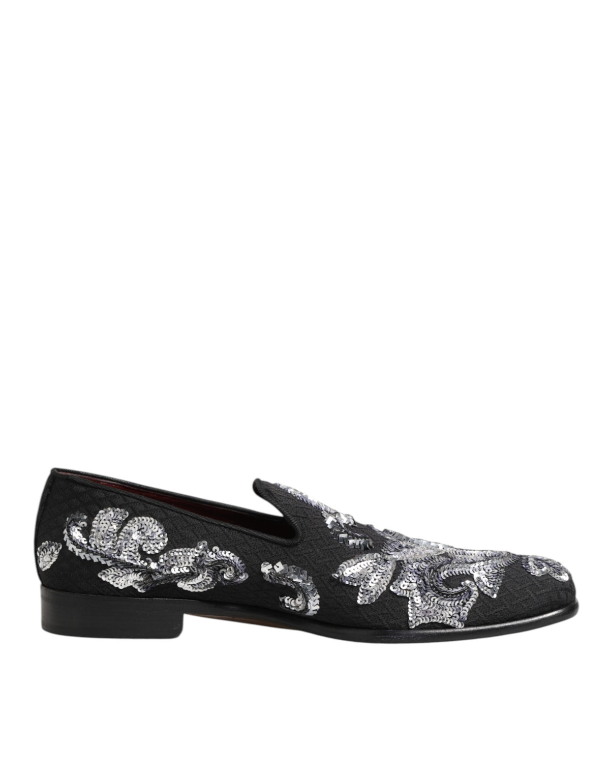 Dolce & Gabbana Black Silver Sequined Loafers Men Dress Shoes
