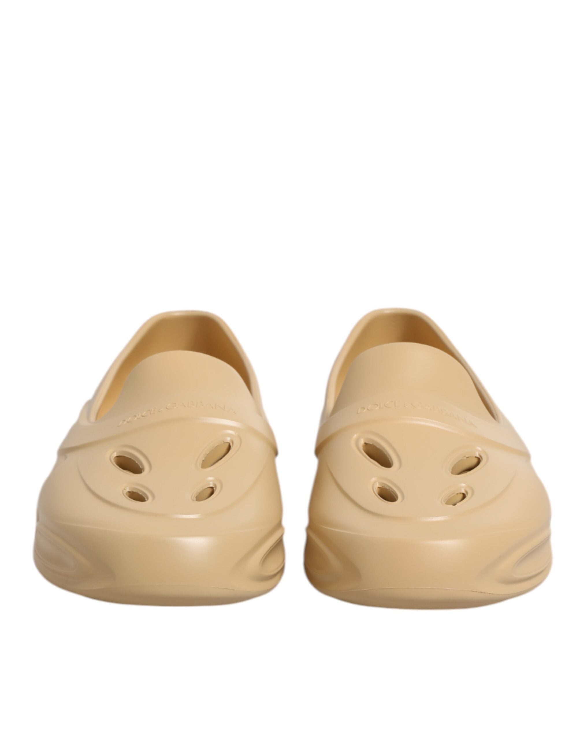 Dolce & Gabbana Beige Rubber Slides Low Top Sneakers Shoes Dolce & Gabbana