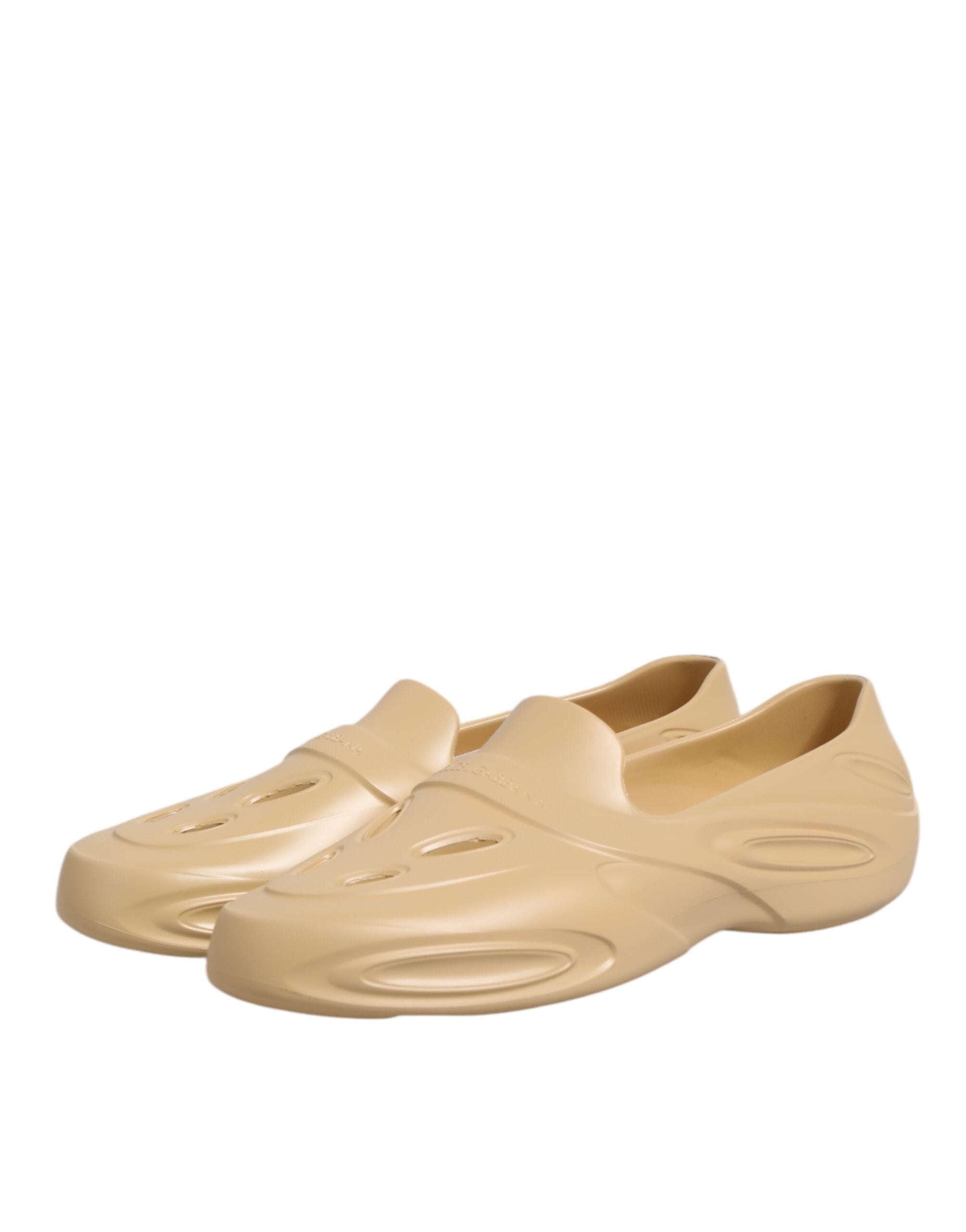 Dolce & Gabbana Beige Rubber Slides Low Top Sneakers Shoes Dolce & Gabbana