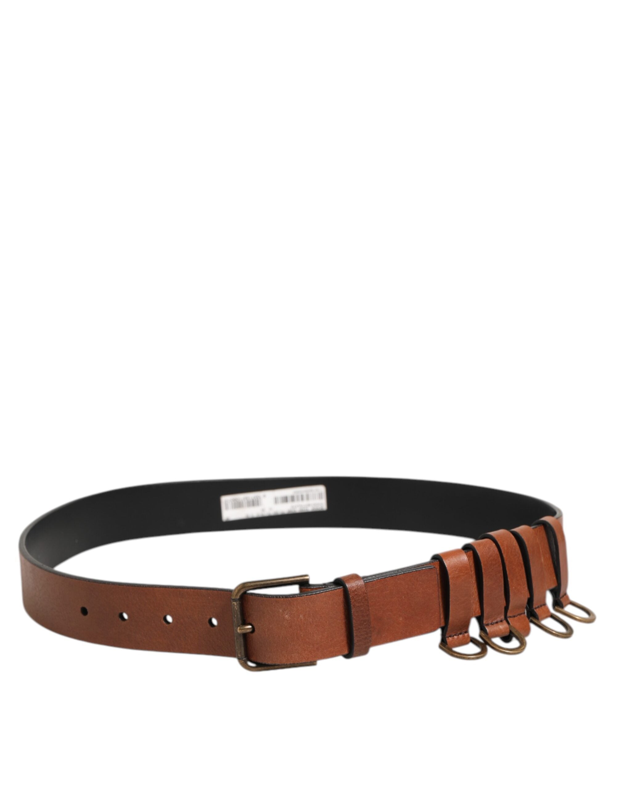 Dolce & Gabbana Brown Classic Gold Metal Logo Buckle Men Belt Dolce & Gabbana