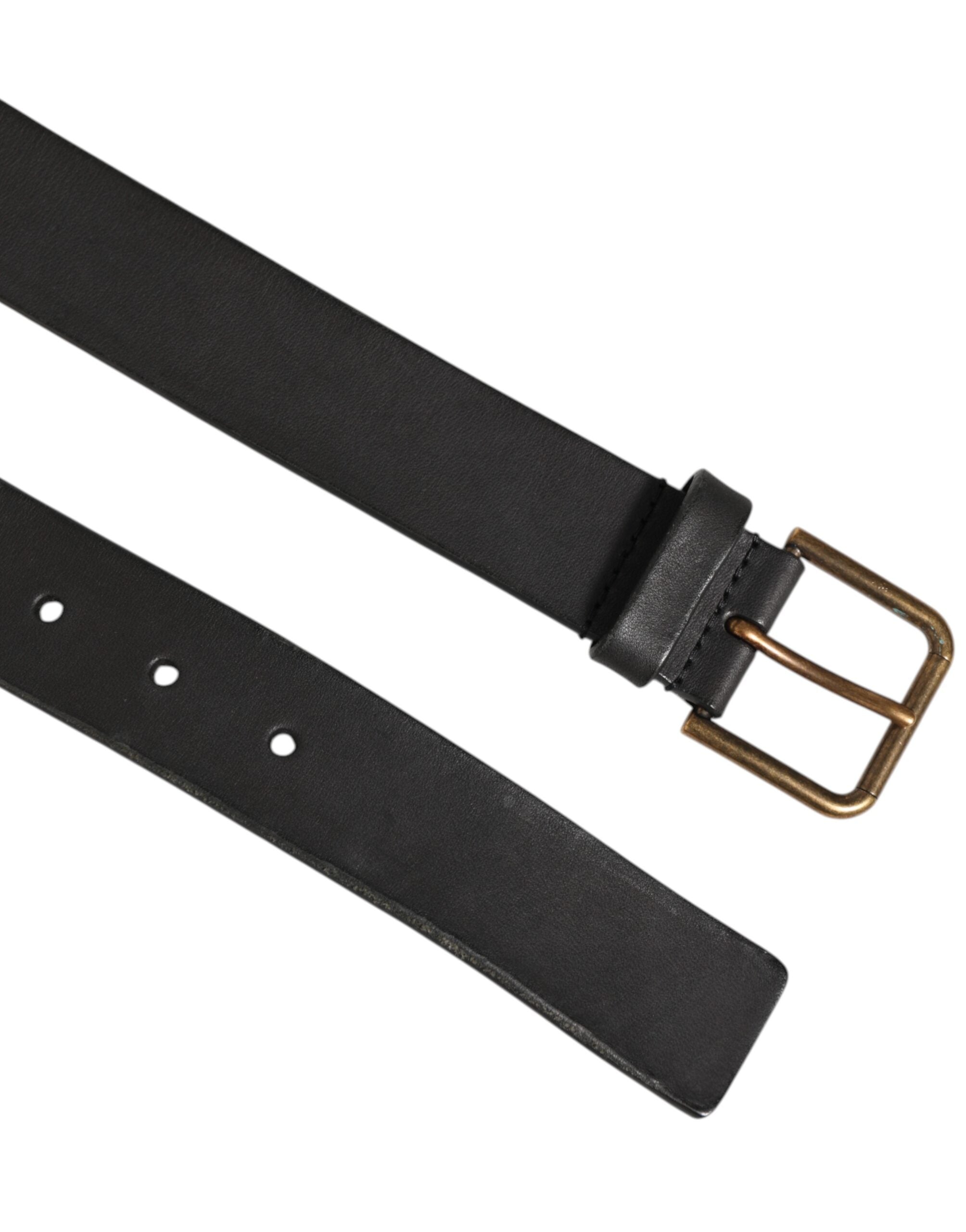 Dolce & Gabbana Black Leather Metal Buckle Classic Men Belt Dolce & Gabbana