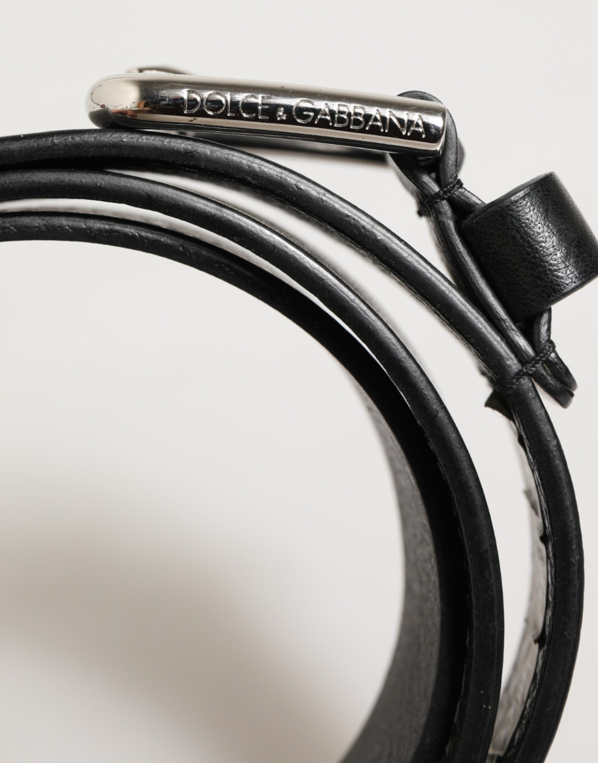 Dolce & Gabbana Black Leather Classic Metal Logo Buckle Belt Dolce & Gabbana