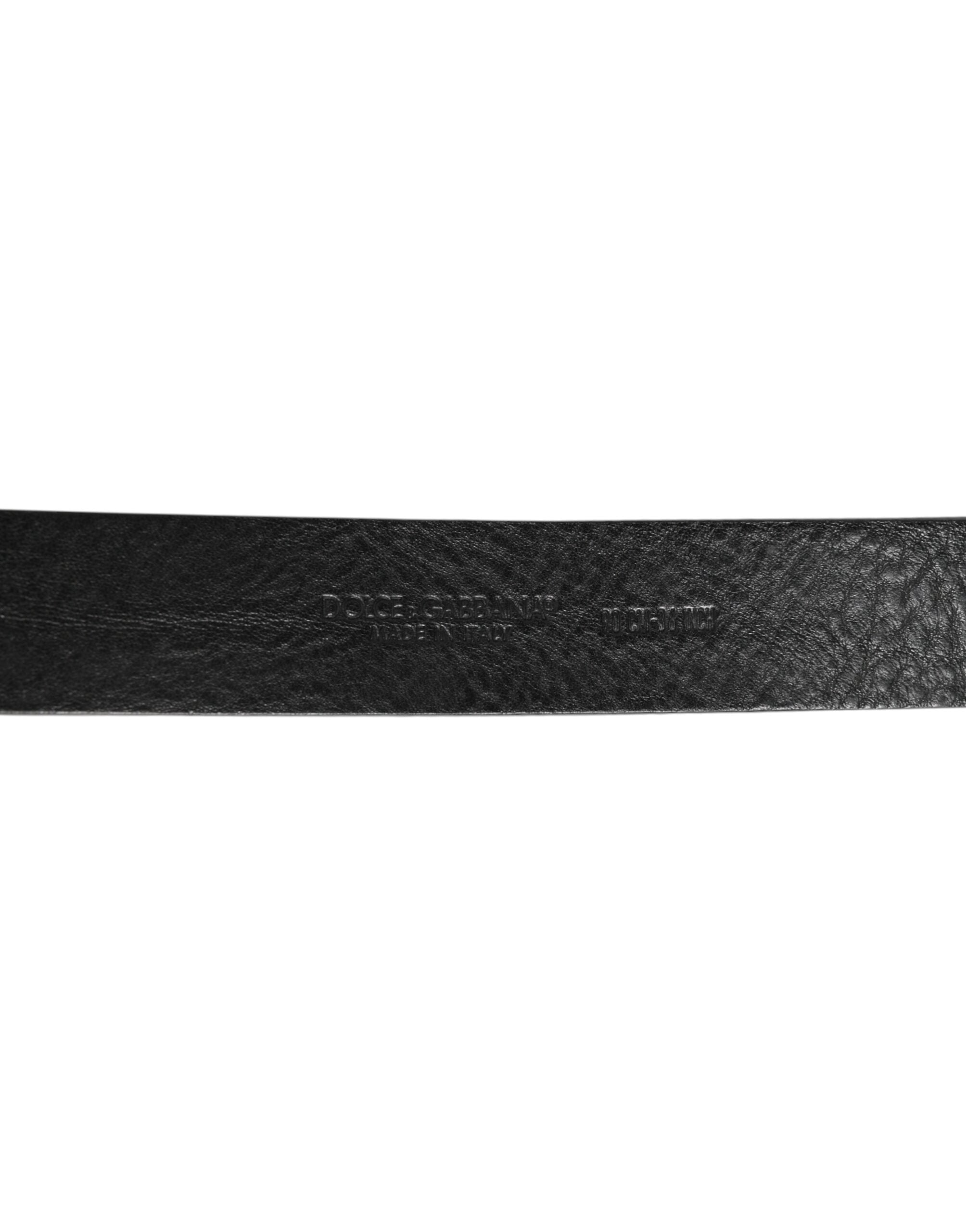 Dolce & Gabbana Black Leather Classic Metal Logo Buckle Belt Dolce & Gabbana