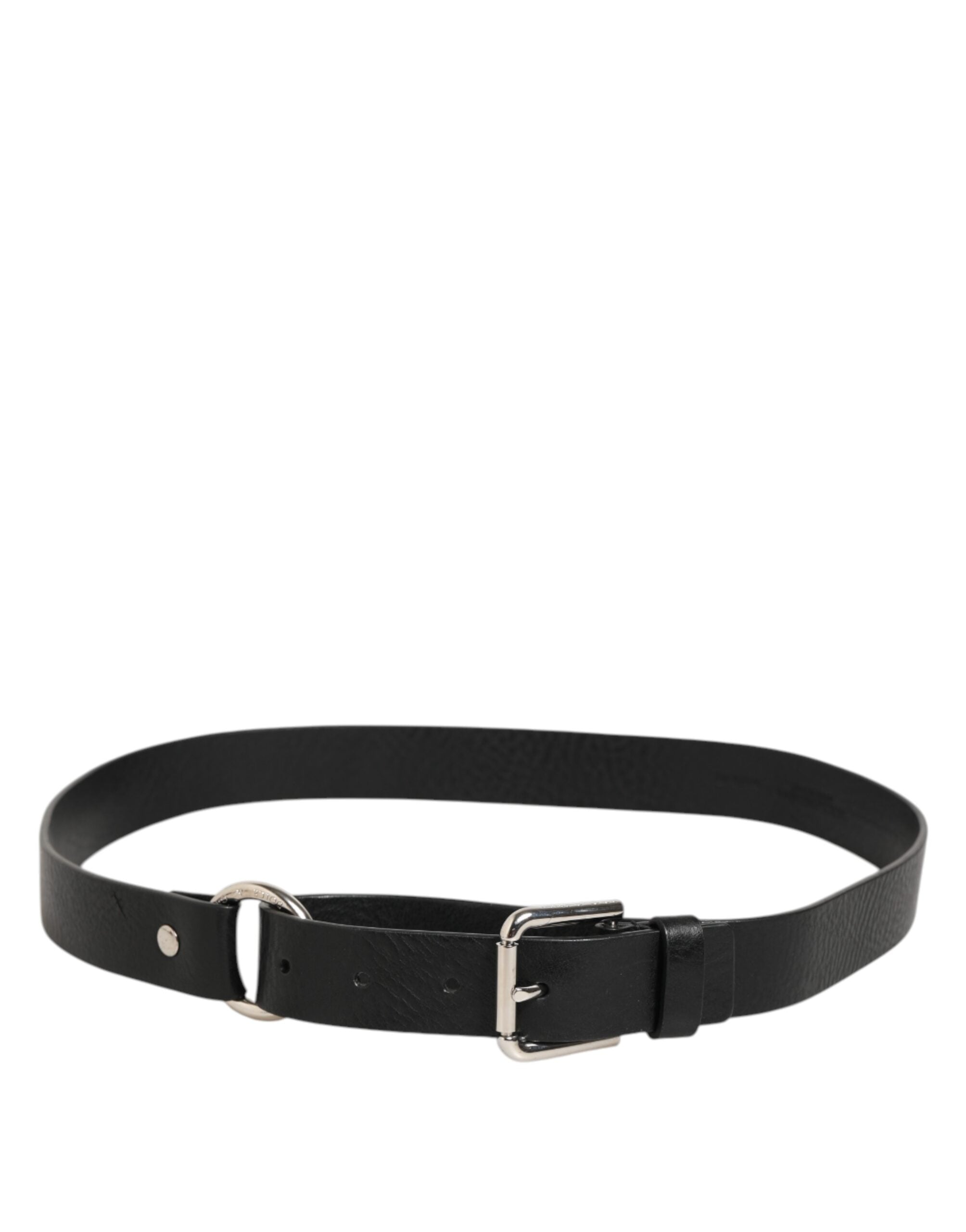 Dolce & Gabbana Black Leather Classic Metal Logo Buckle Belt Dolce & Gabbana