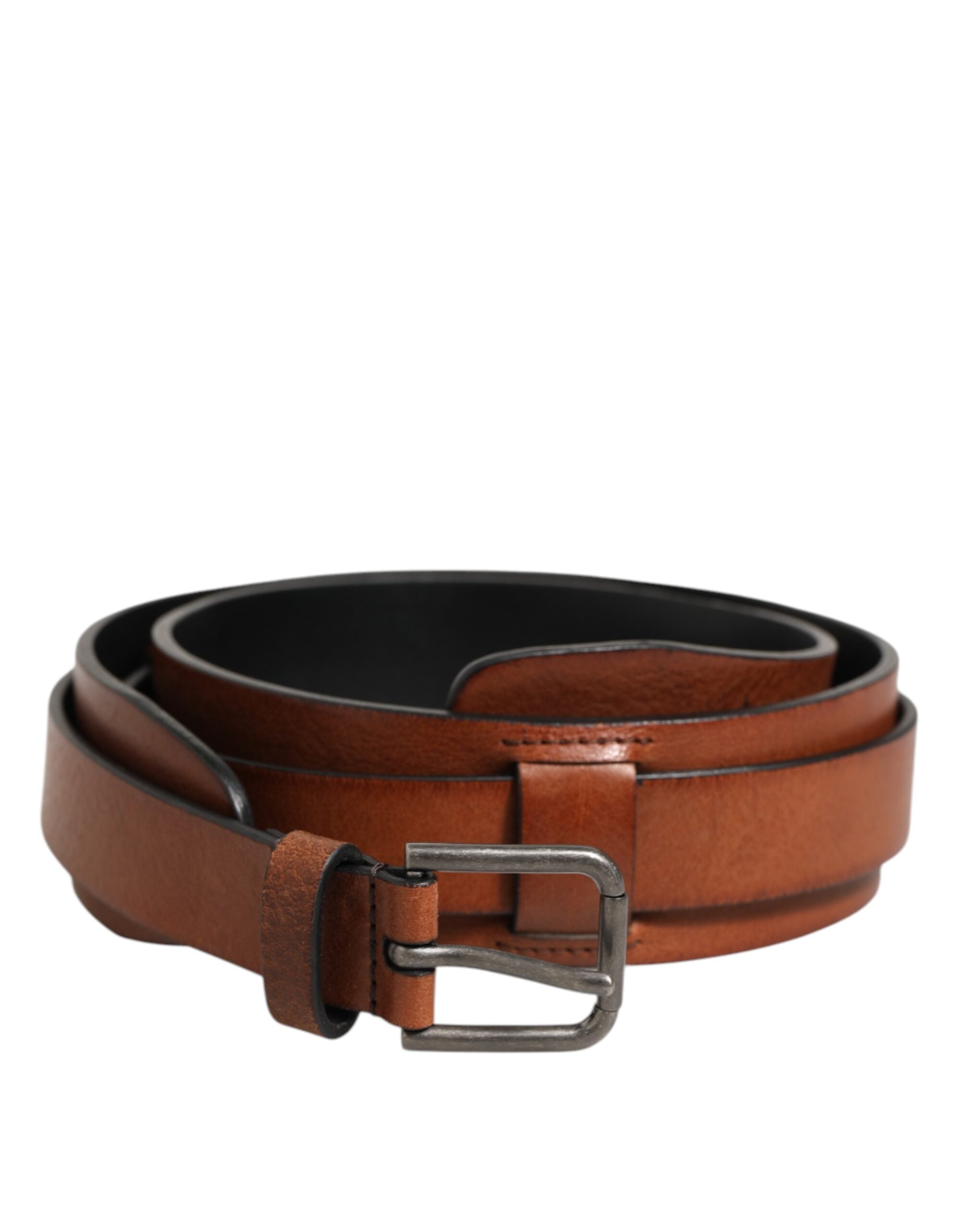 Dolce & Gabbana Brown Classic Gold Metal Logo Buckle Men  Belt Dolce & Gabbana