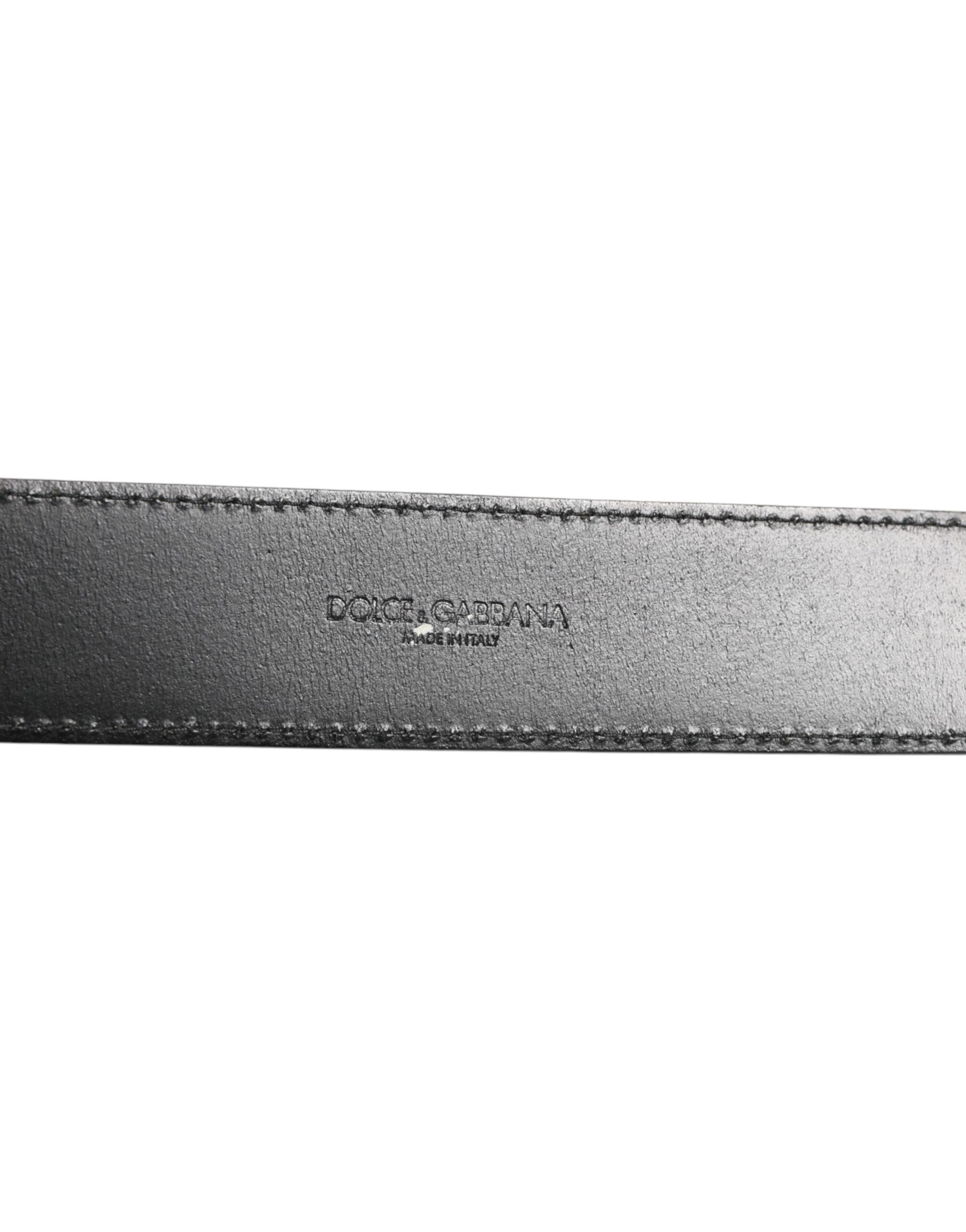 Dolce & Gabbana Black Leather Classic Metal Logo Buckle Belt Dolce & Gabbana