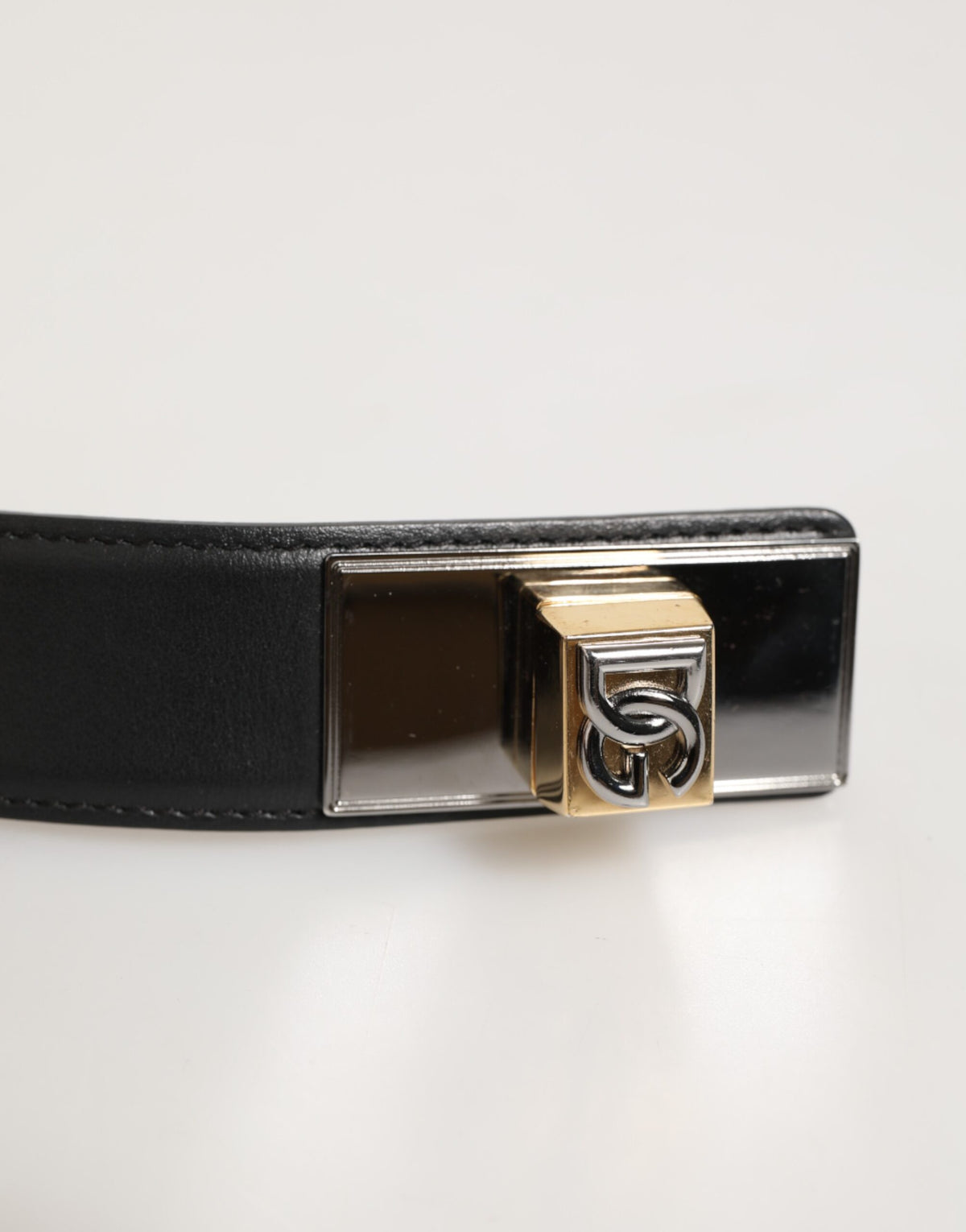 Dolce & Gabbana Black Leather Classic Metal Logo Buckle Belt