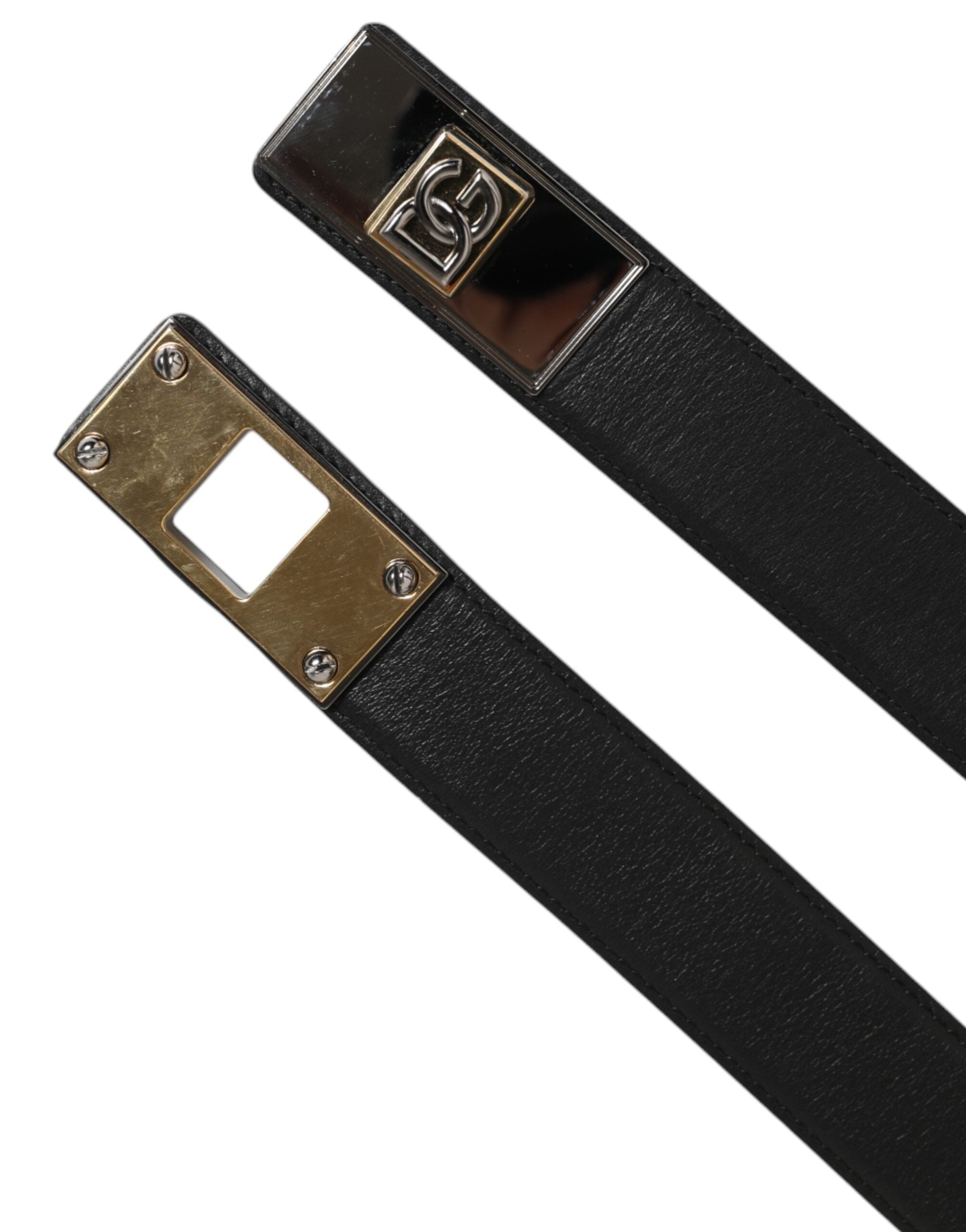 Dolce & Gabbana Black Leather Classic Metal Logo Buckle Belt Dolce & Gabbana
