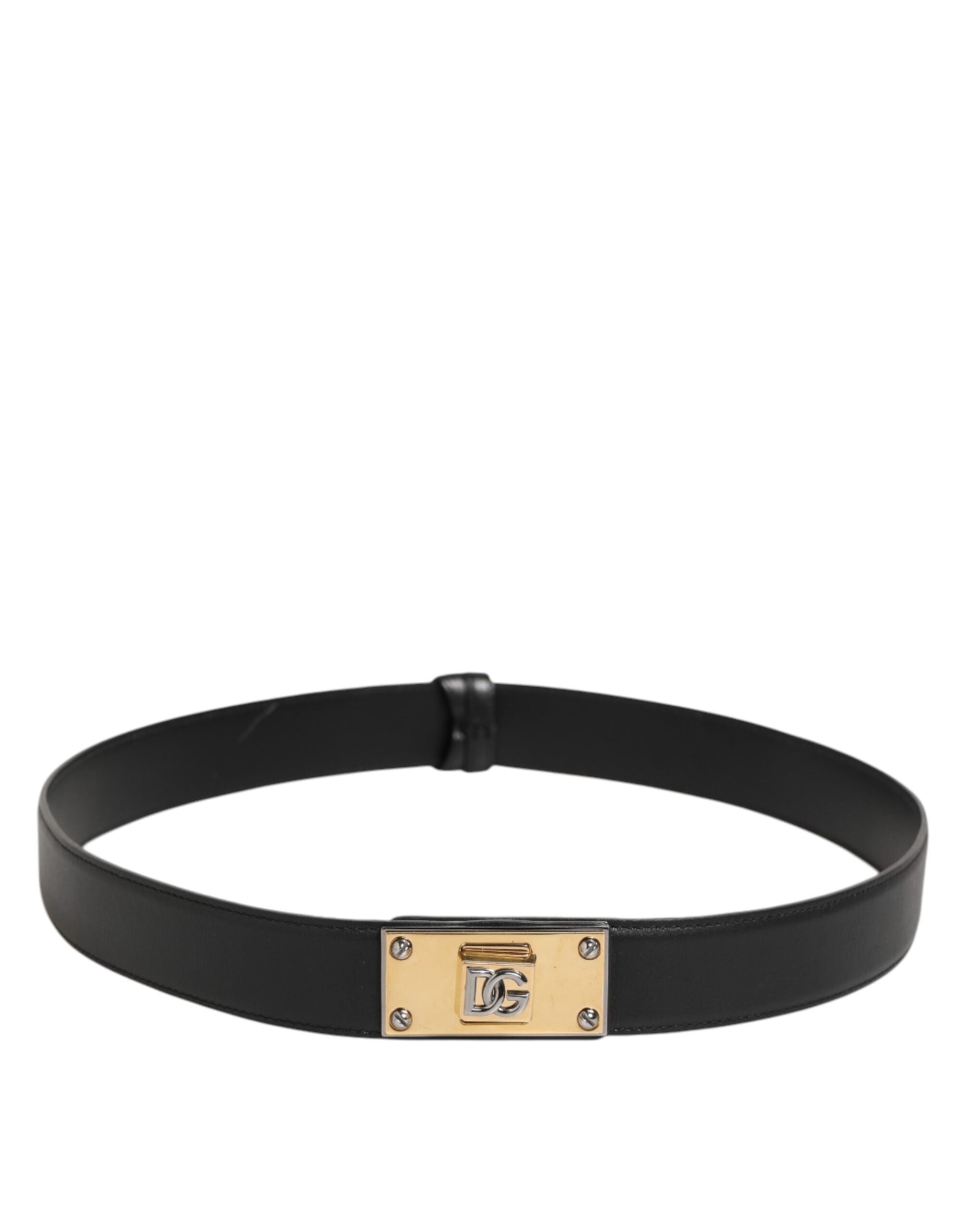 Dolce & Gabbana Black Leather Classic Metal Logo Buckle Belt Dolce & Gabbana