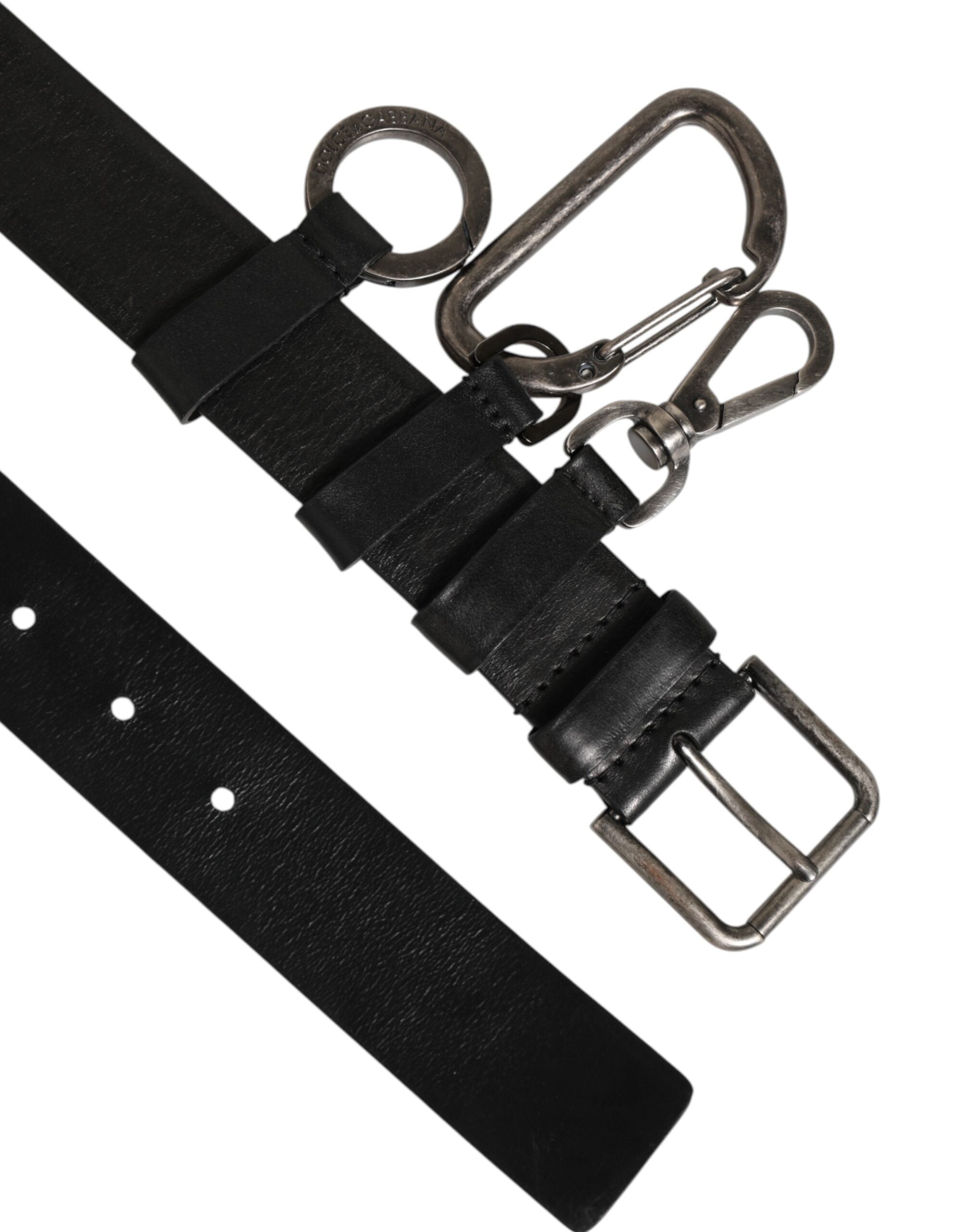 Dolce & Gabbana Black Key Ring Clip Attachments Buckle Belt Dolce & Gabbana