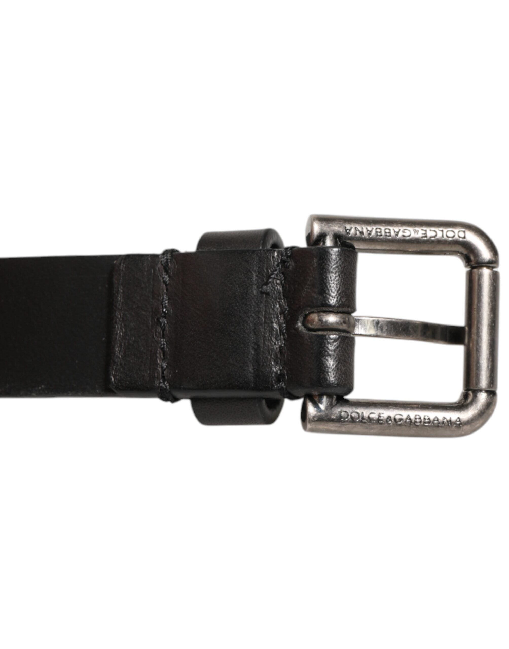 Dolce & Gabbana Black Double Strap Leather Silver Buckle Belt Dolce & Gabbana