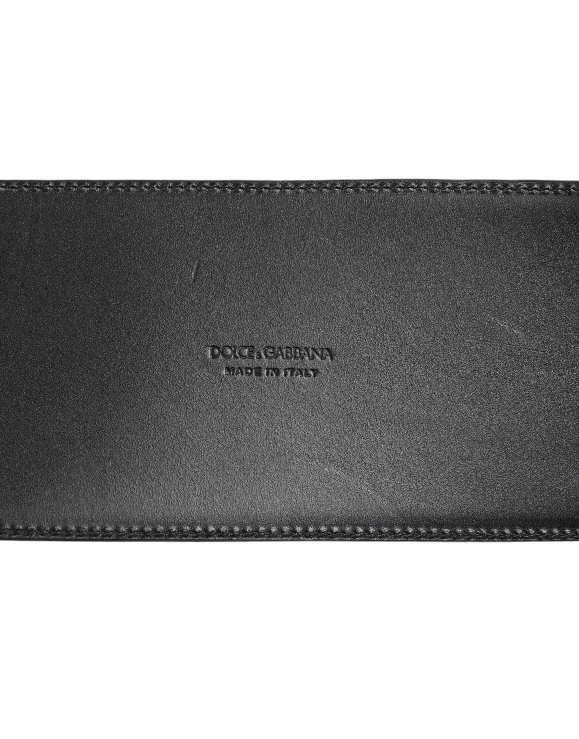 Dolce & Gabbana Black Leather 4-Strap Metal Multi-Buckle Belt Dolce & Gabbana